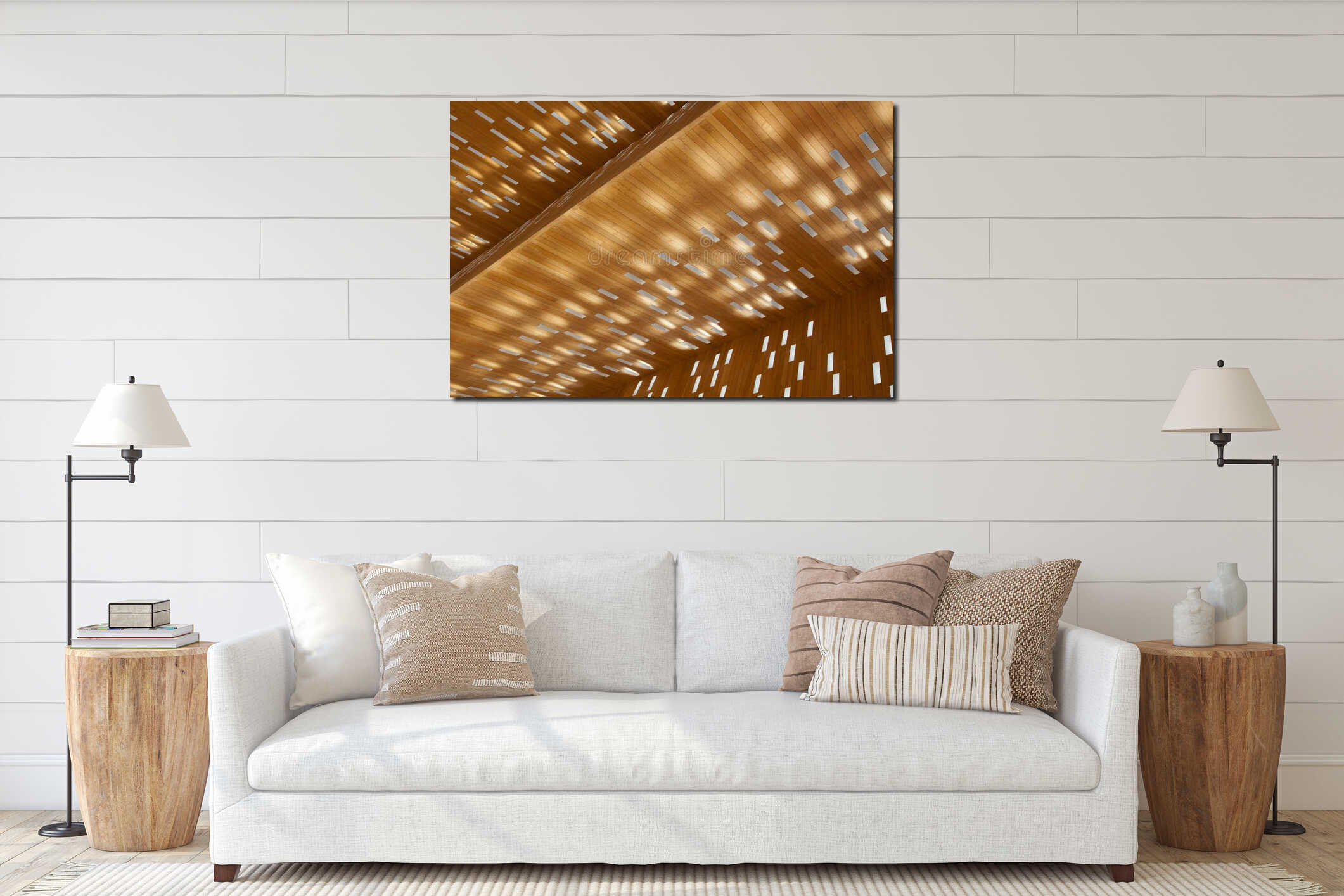 City hall ceiling light interior mockup