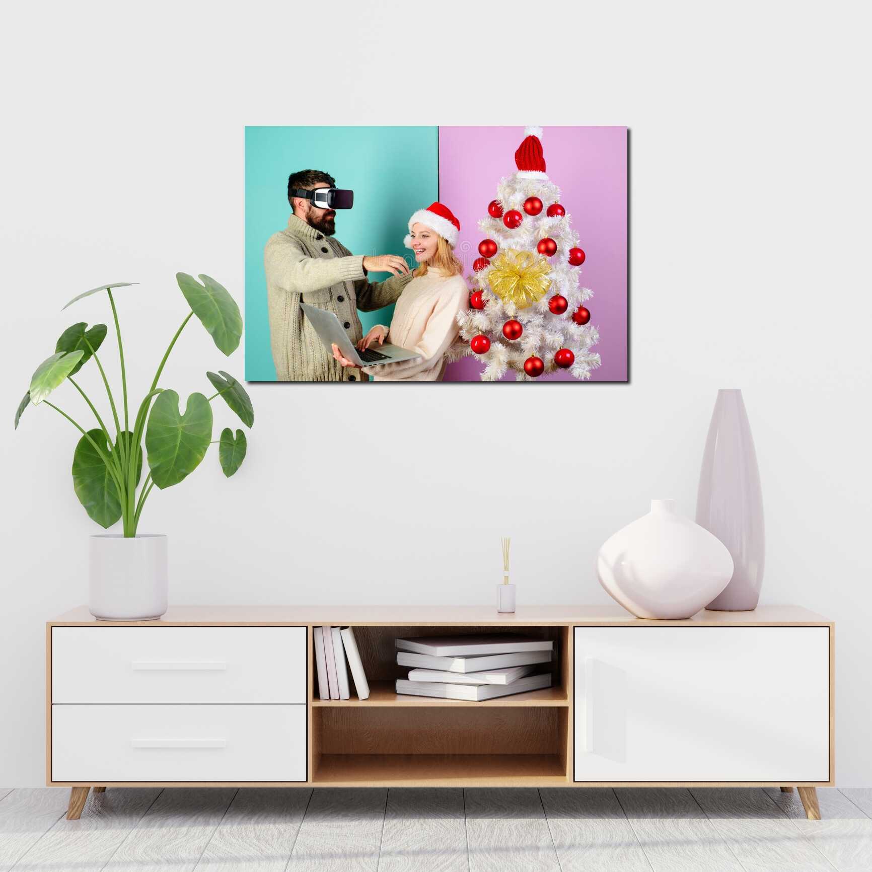 Canvas above sofa for size context