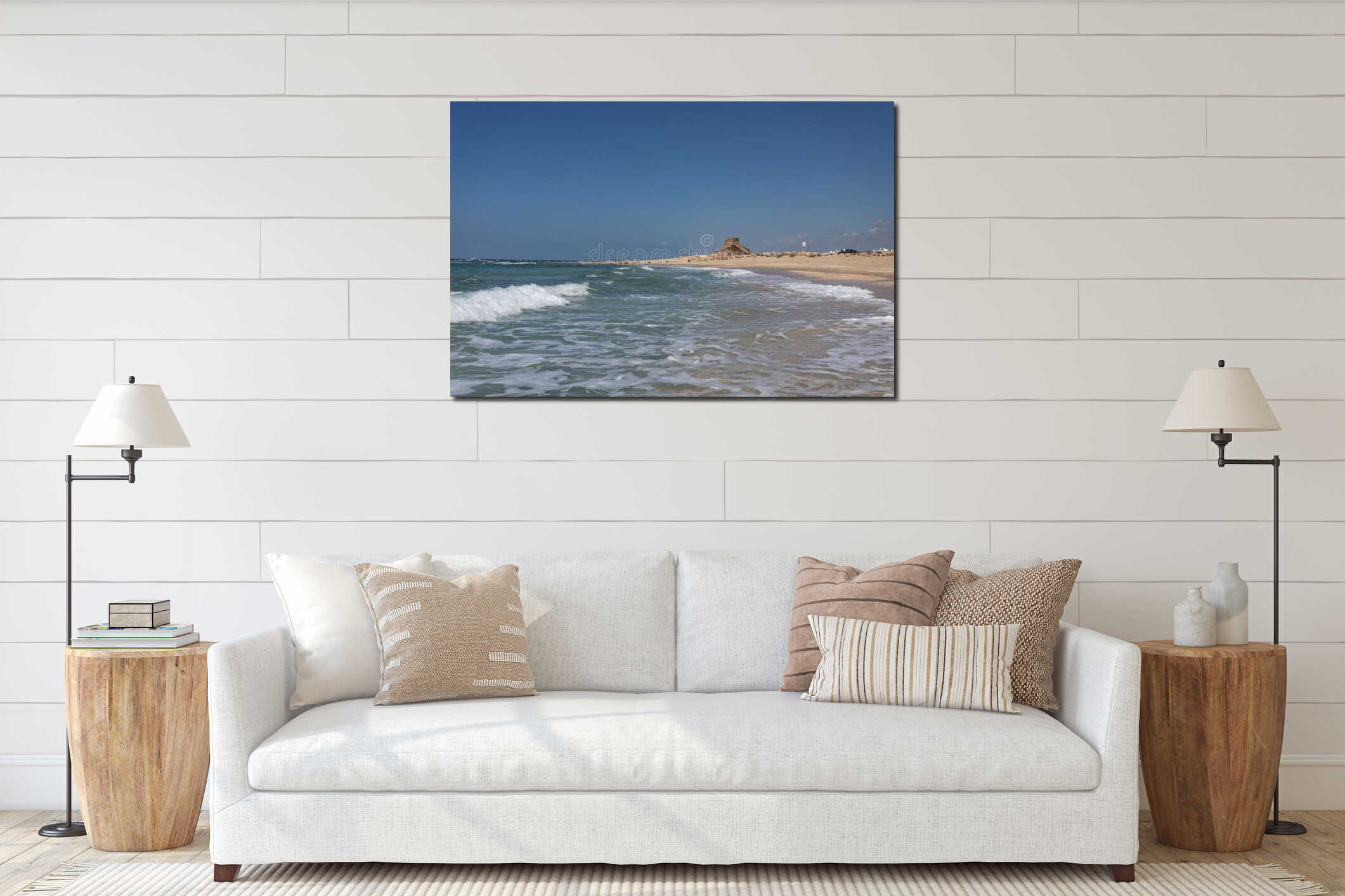 Captivating view of the ruins of ancient buildings in the Caesarea National Park in Caesarea, Israel interior mockup