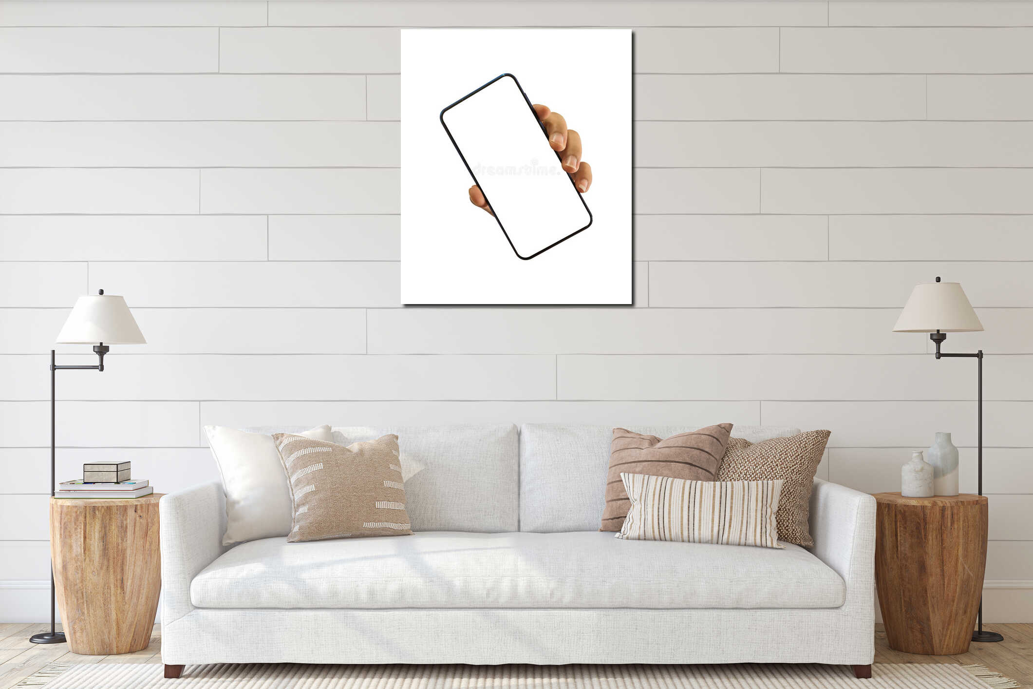 Smartphone mockup on transparent background, PNG file Format. Hand holding mobile phone with transparent screen. for advertising interior mockup