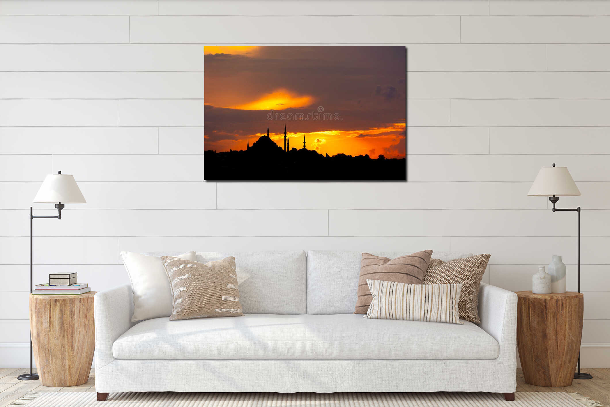 Ramadan or islamic concept photo. Silhouette of Suleymaniye Mosque interior mockup