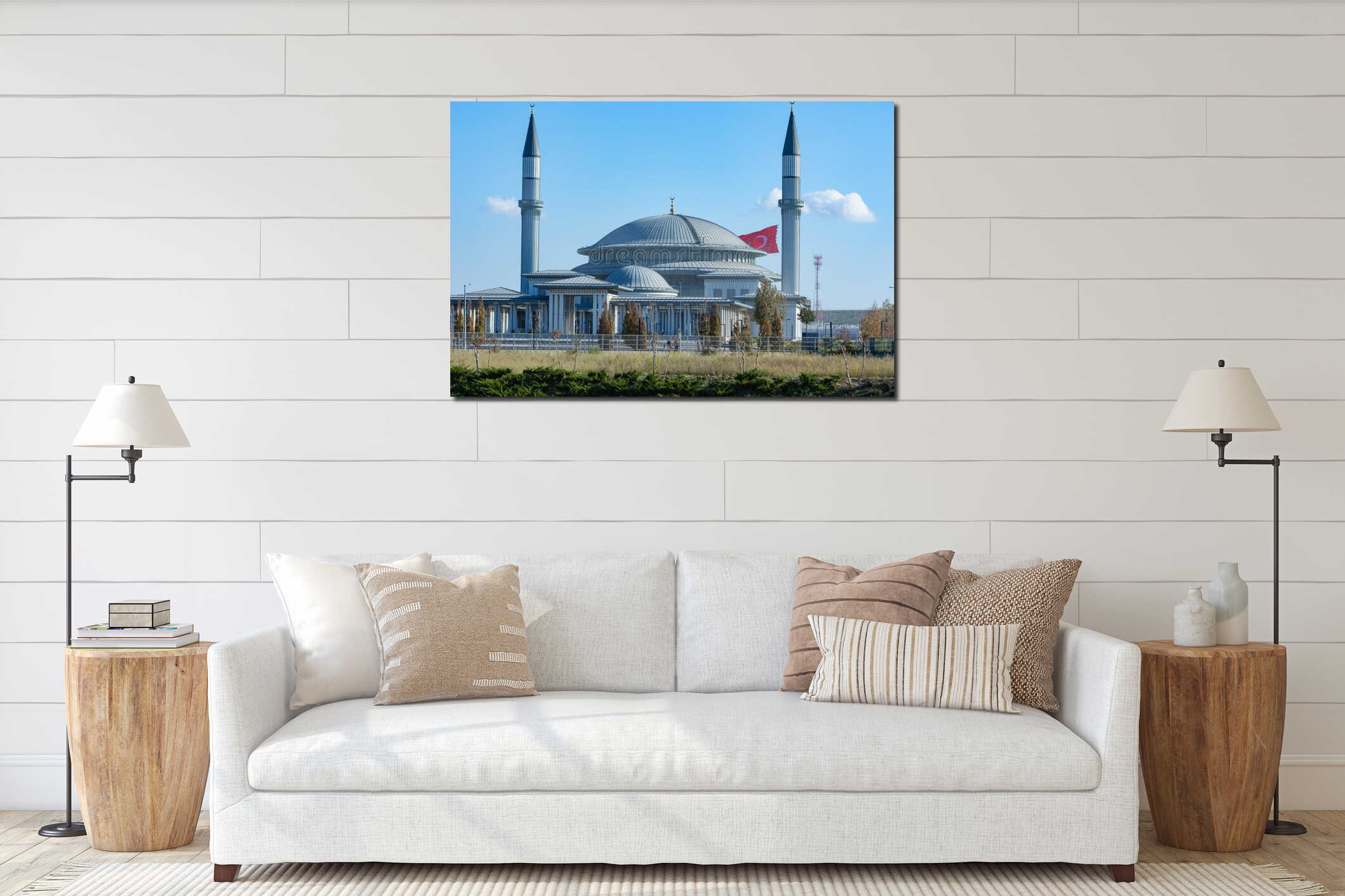 Istanbul Airport Ali Kuscu Mosque. Modern islamic architecture interior mockup