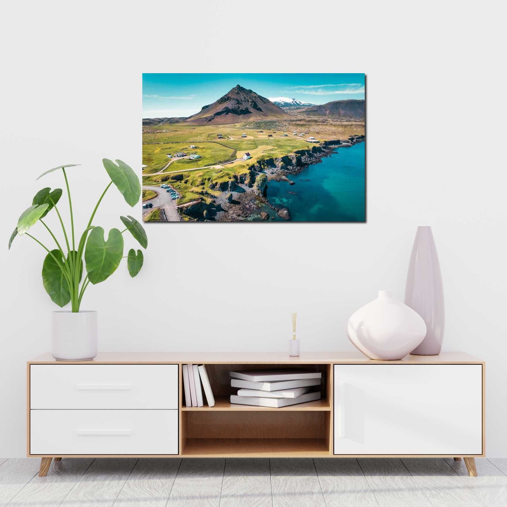 Canvas above sofa for size context