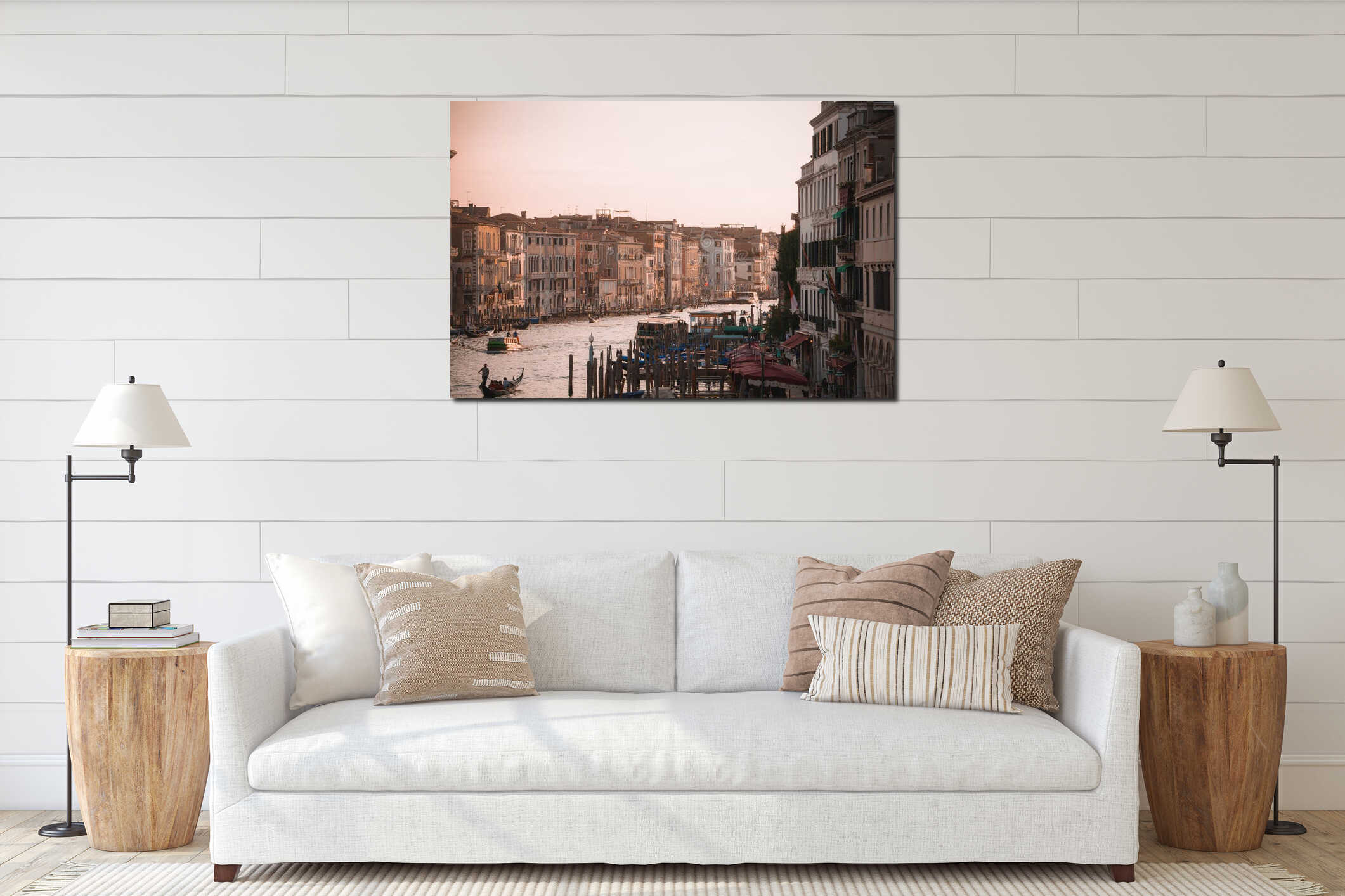 Scenic Grand Canal View of Venice at Dusk with Historic Buildings interior mockup