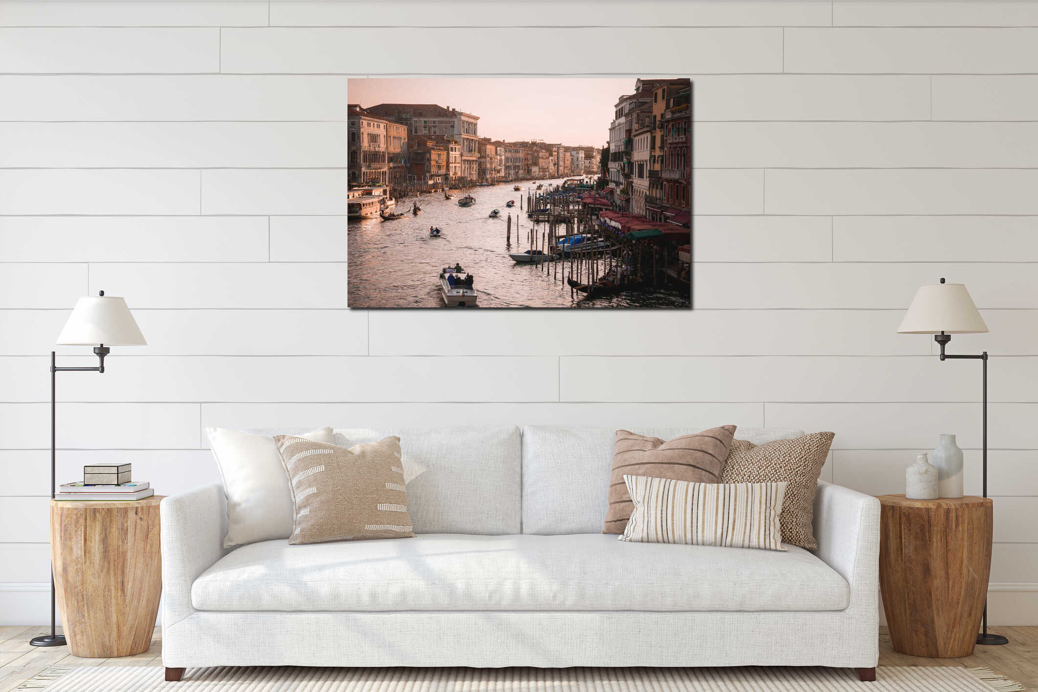 Scenic Grand Canal in Venice with Gondolas - Iconic Italian Waterway and Traditional Boats interior mockup