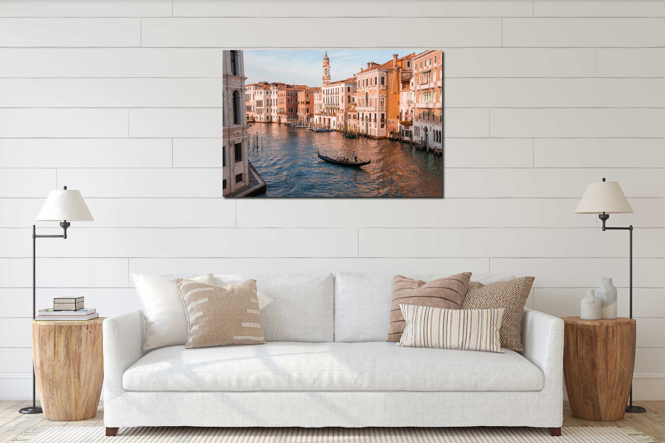 Scenic Grand Canal in Venice with Gondolas Floating on Water interior mockup