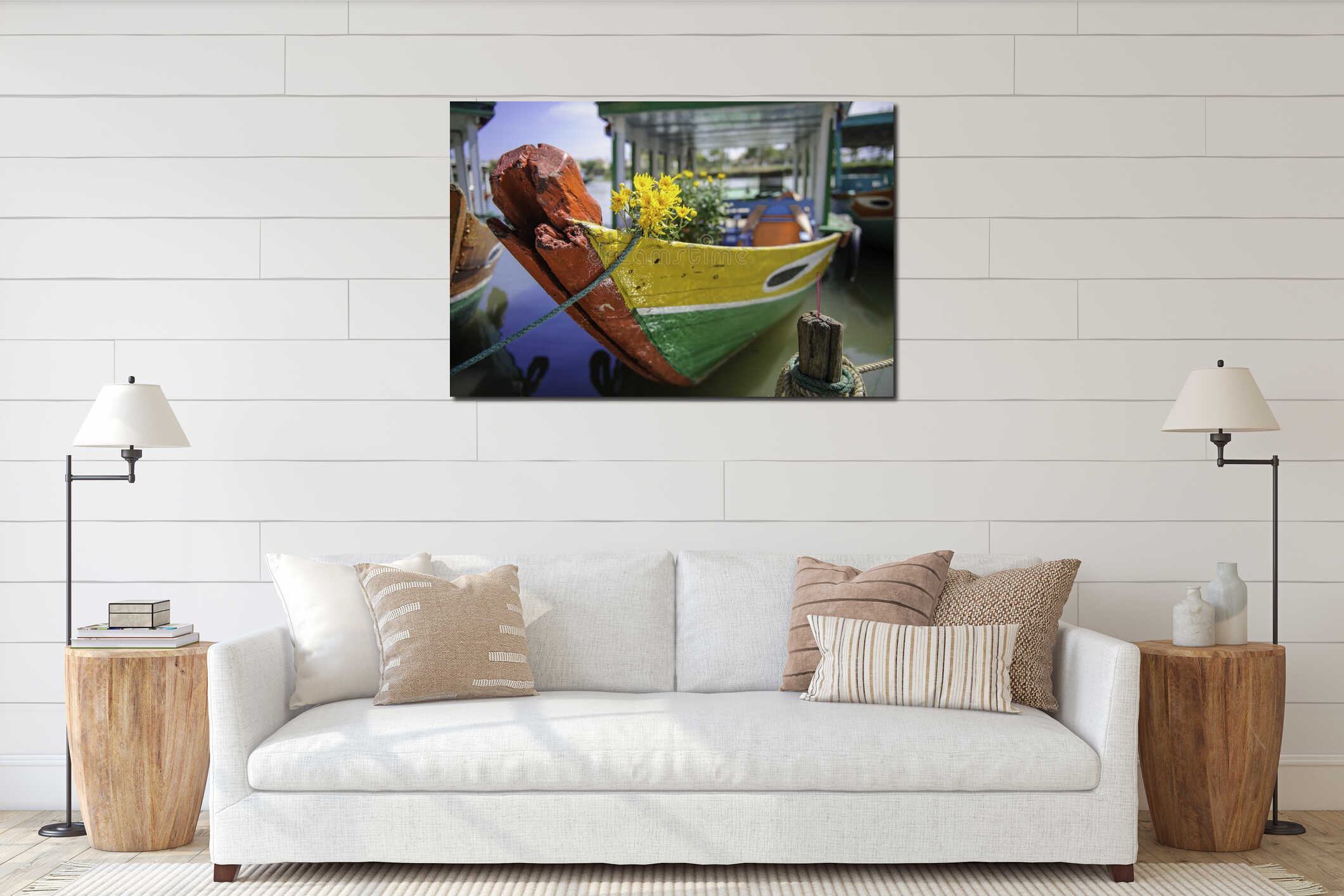 An old boat in hoi-an,vietnam interior mockup