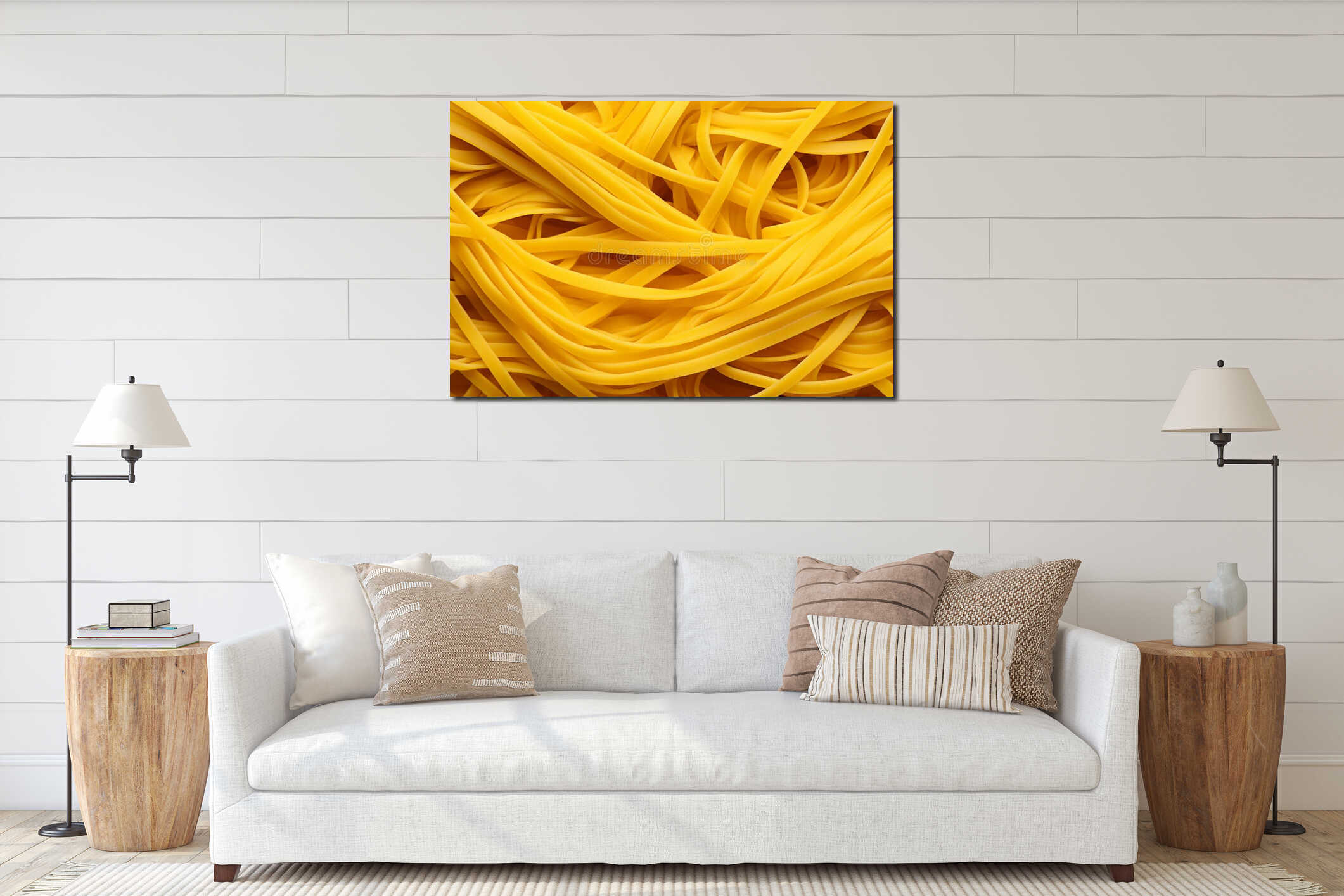 background consisting of yellow boiled spaghetti,close-up,concept for the design of gastronomic and culinary banners,menus and interior mockup