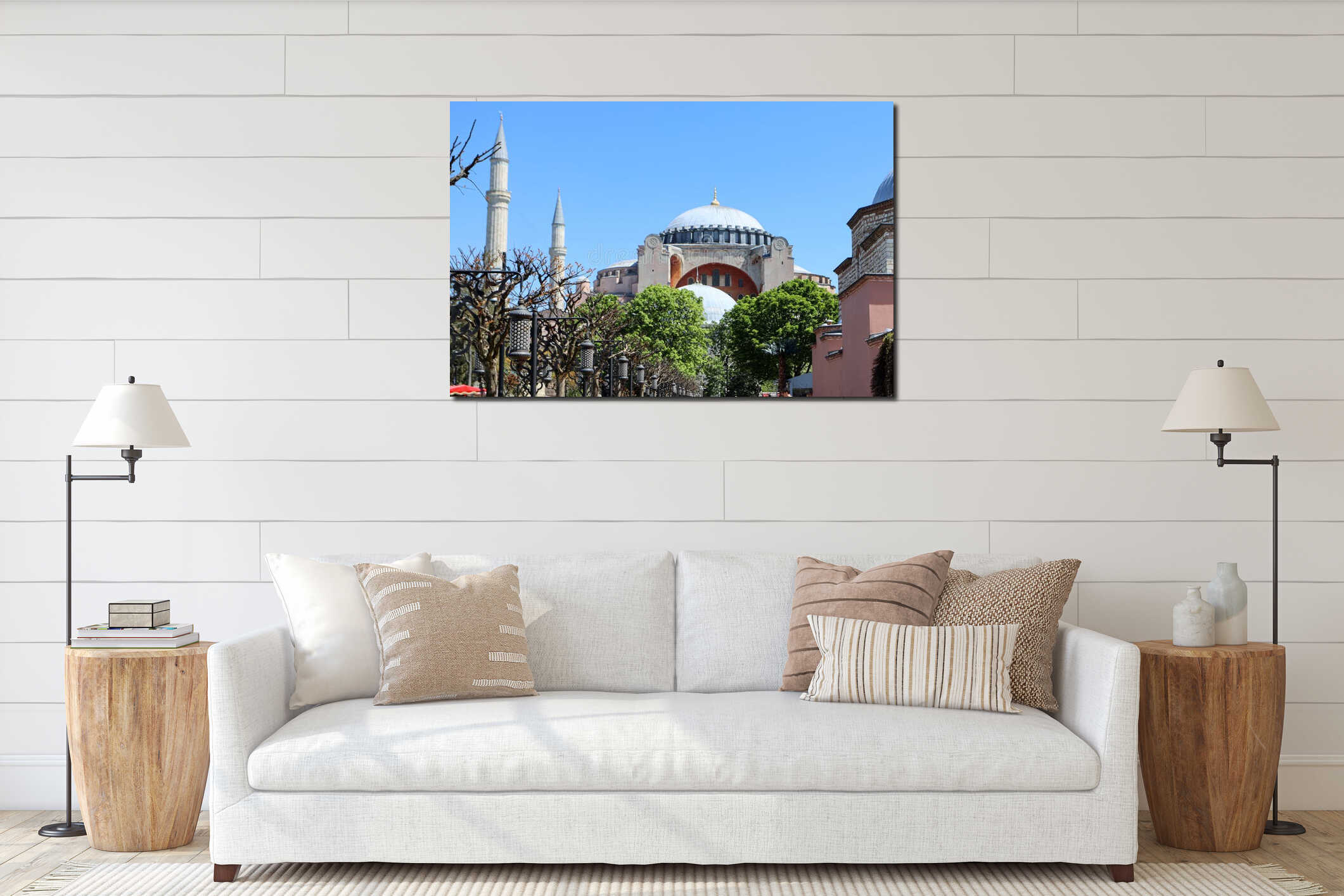 Cityscape with Hagia Sophia, Ayasofya, Istanbul interior mockup