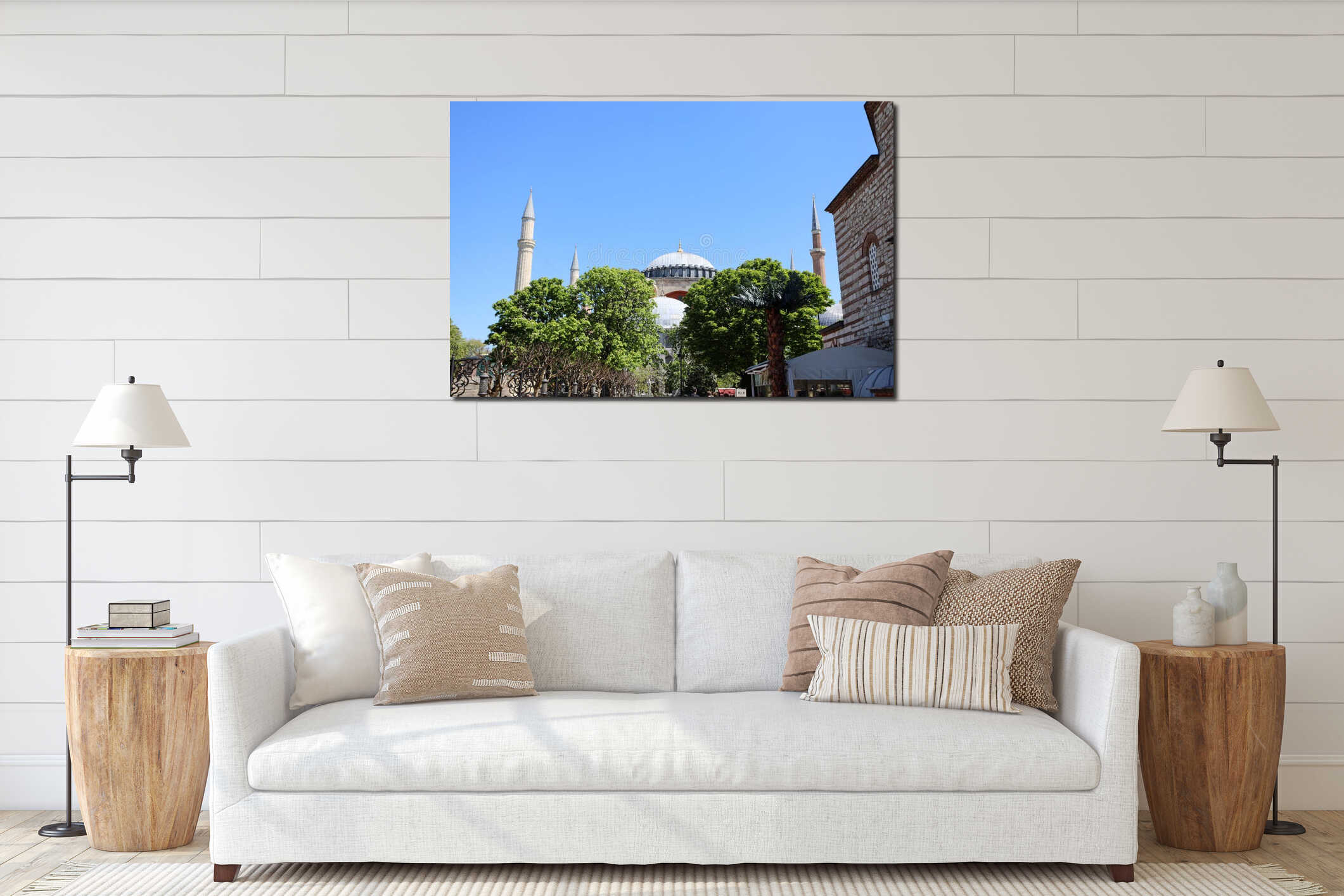 Cityscape with Hagia Sophia, Ayasofya, Istanbul interior mockup