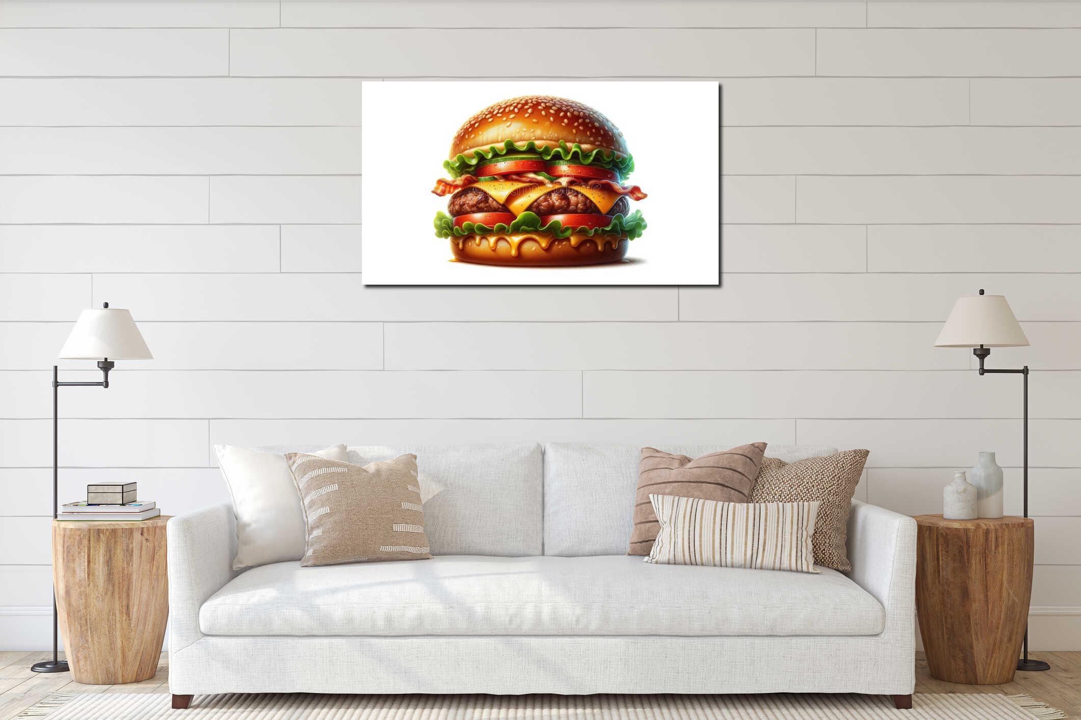 Cheeseburger with Bacon and Vegetables interior mockup