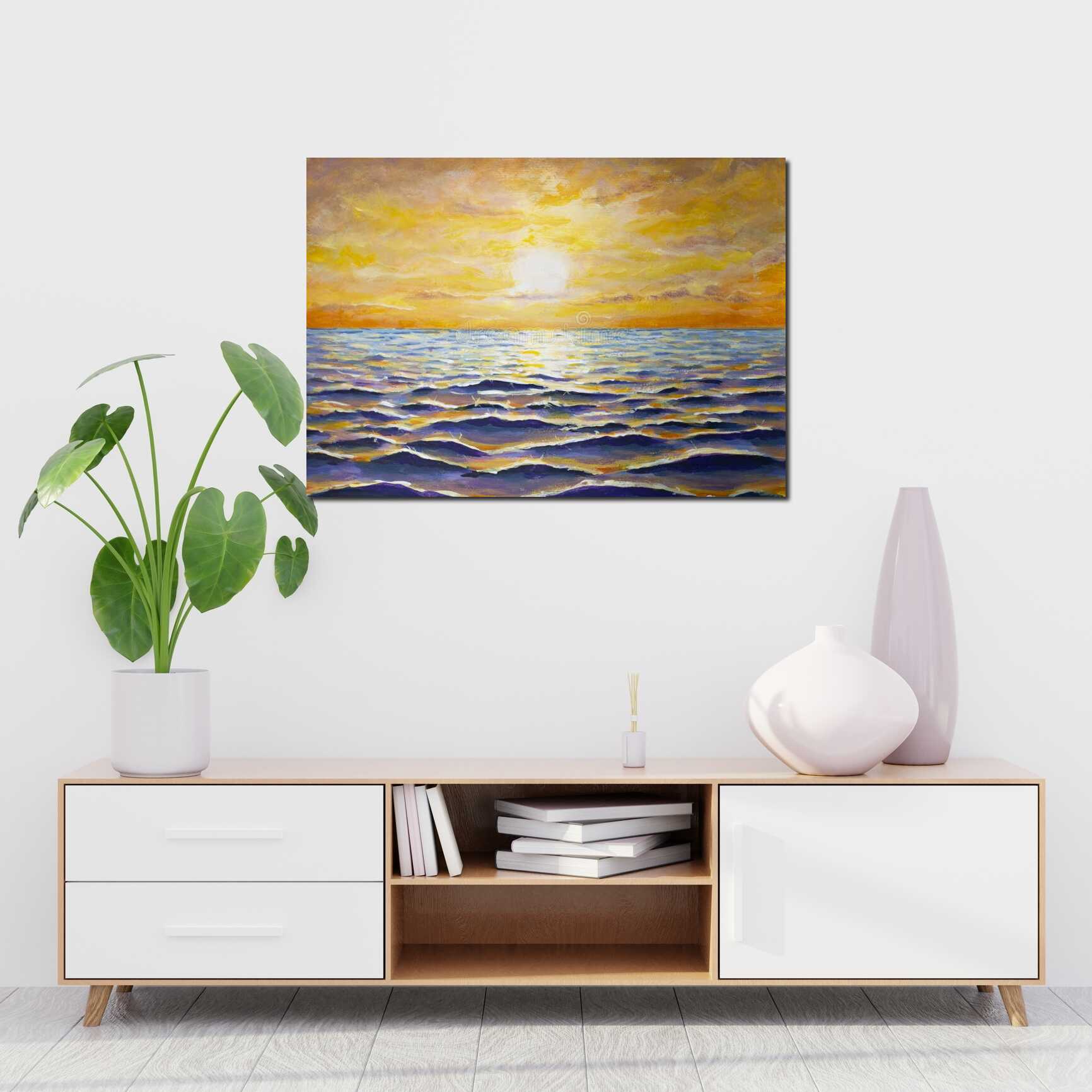 Canvas above sofa for size context