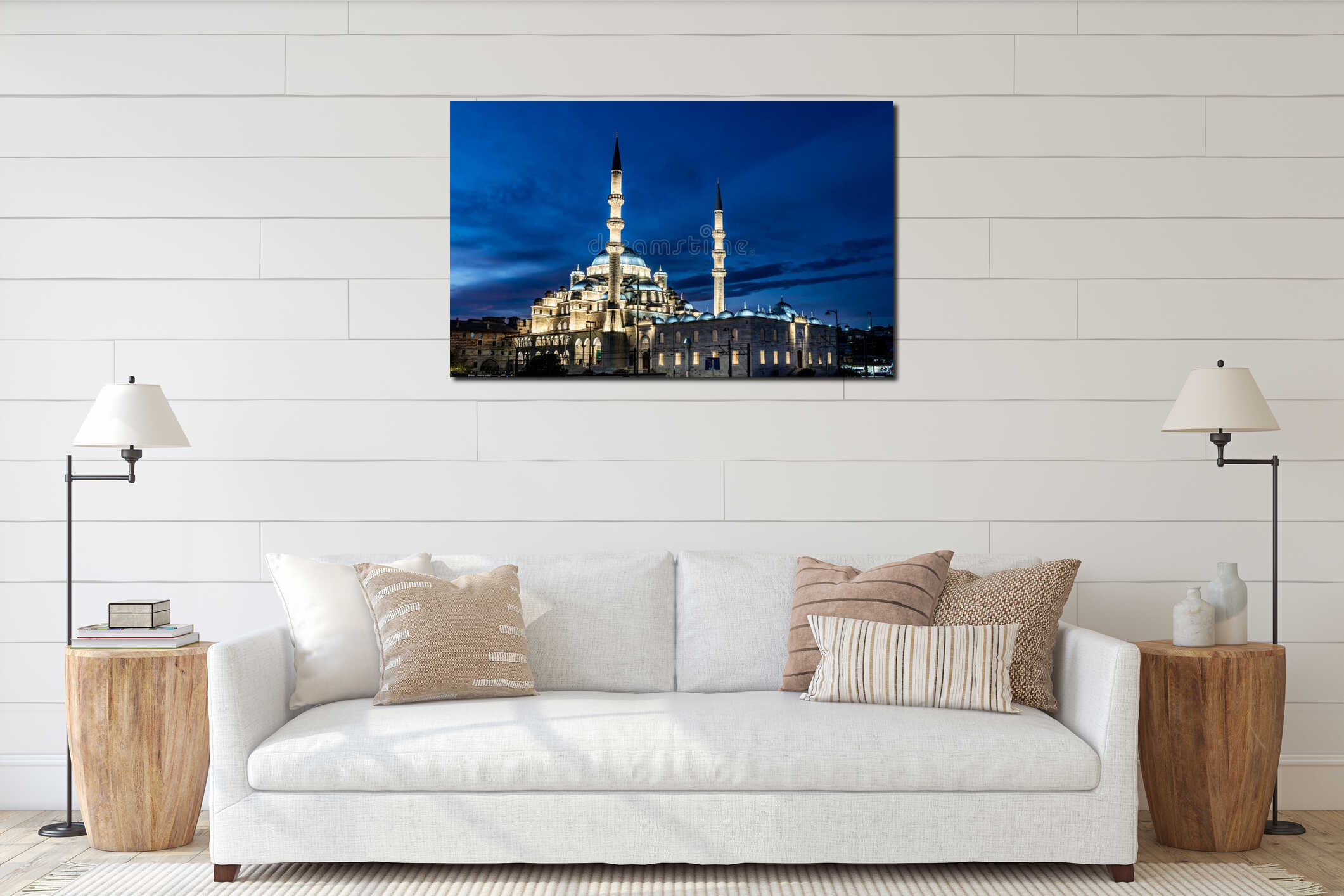 Istanbul City in Turkey. Beautiful Istanbul bosphorus sunrise landscape. interior mockup