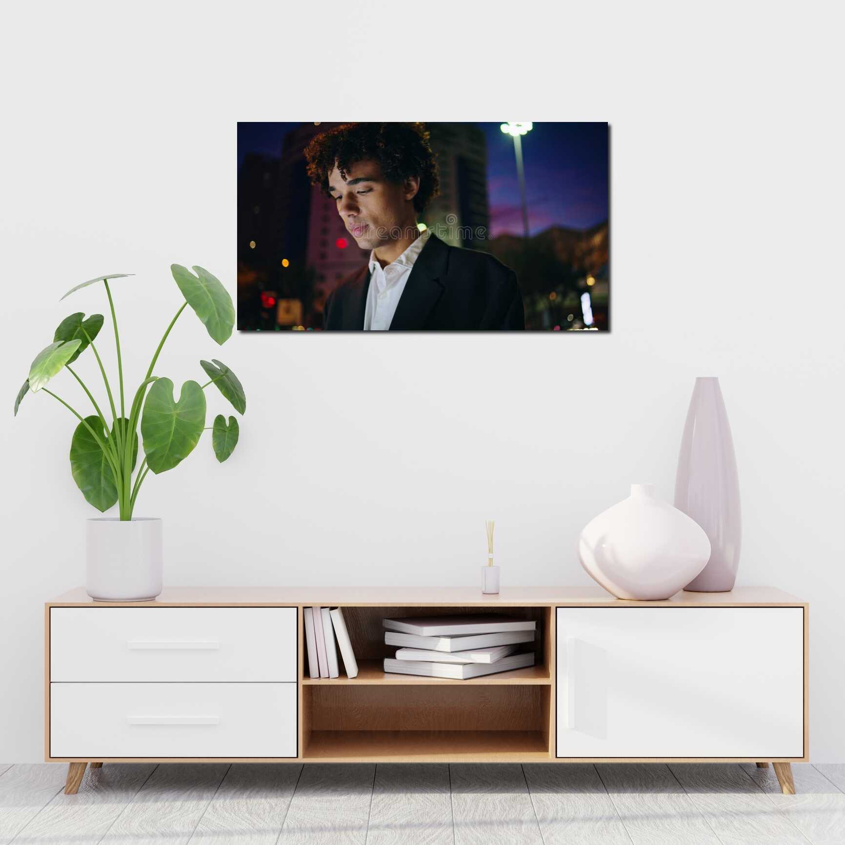 Canvas above sofa for size context