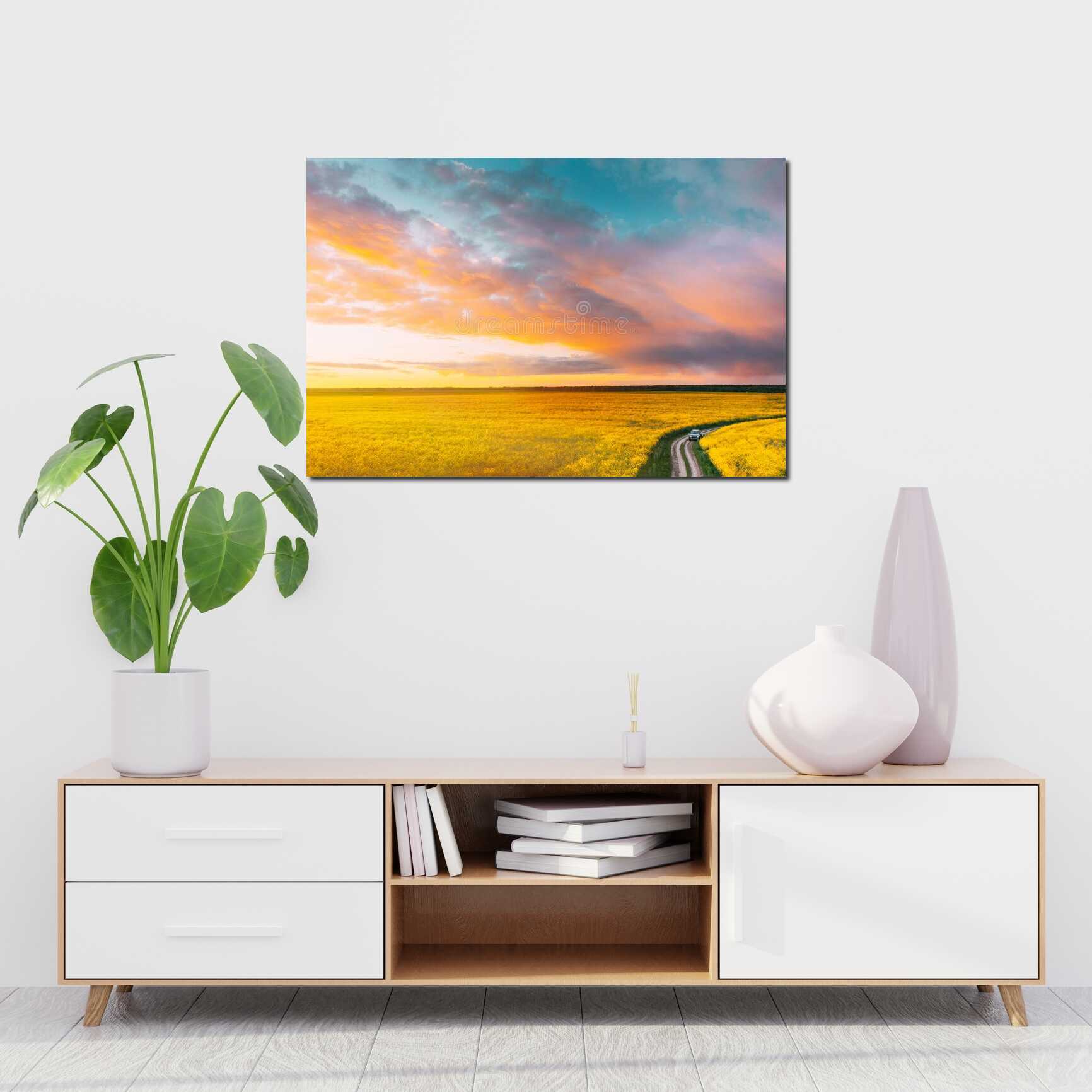 Canvas above sofa for size context