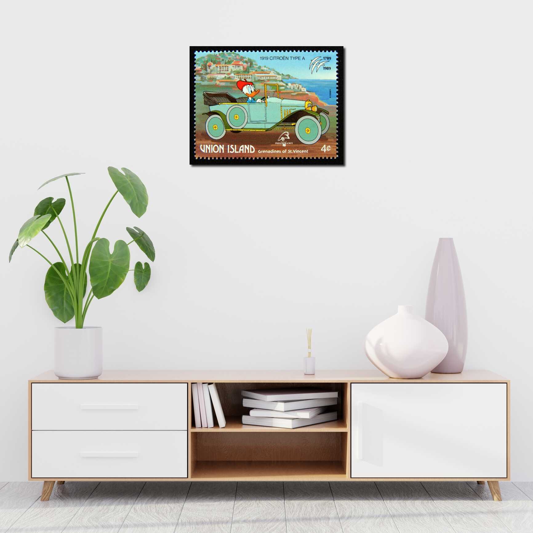 Canvas above sofa for size context