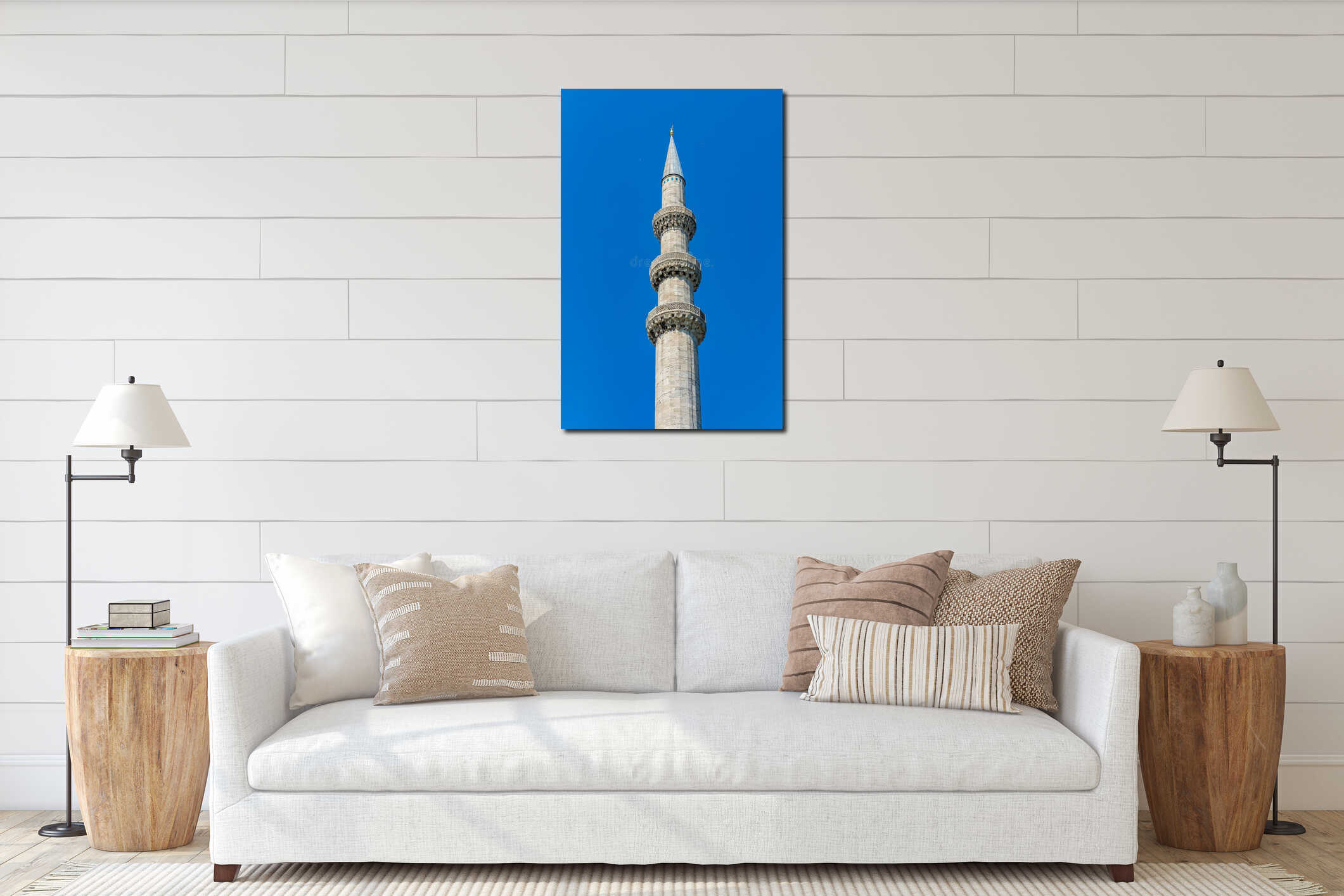 Suleymaniye Mosque Minaret in Istanbul, Turkey. interior mockup