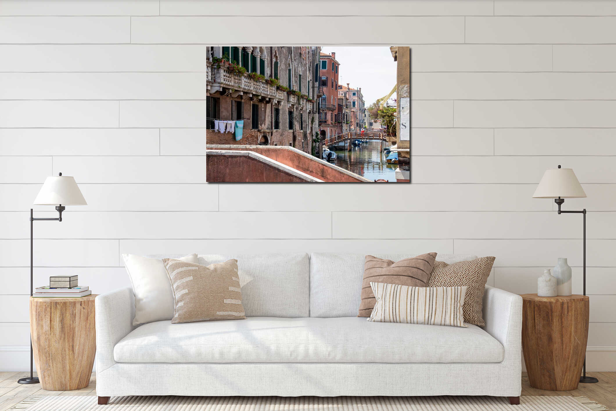 Venice - Panoramic view of a water channel in city of Venice, Veneto, Italy, Europe interior mockup