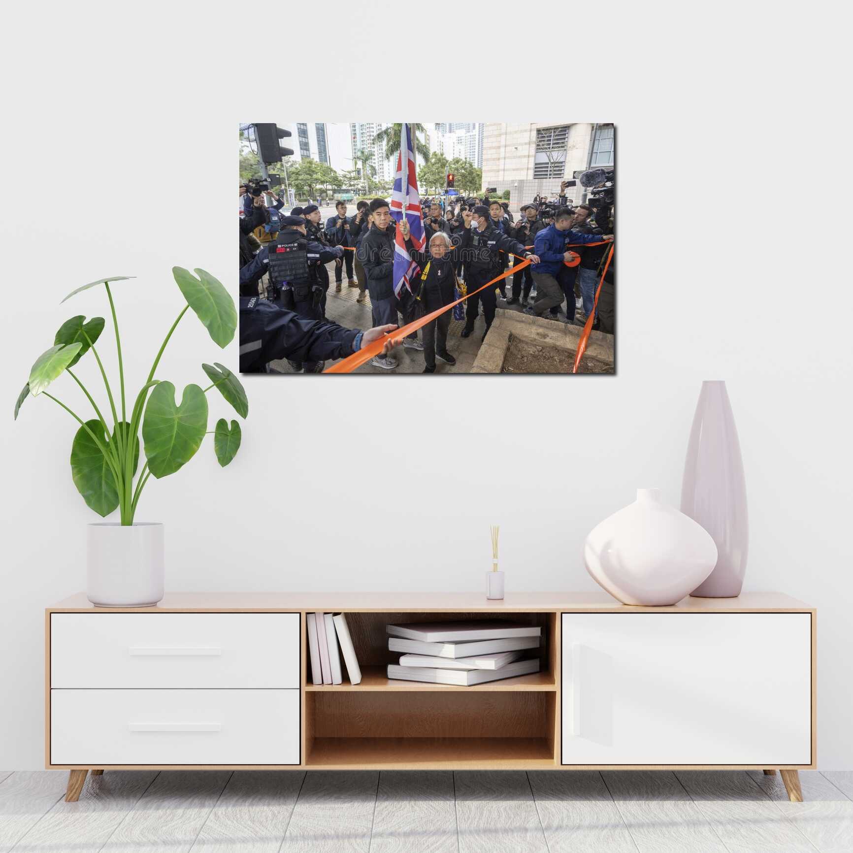 Canvas above sofa for size context