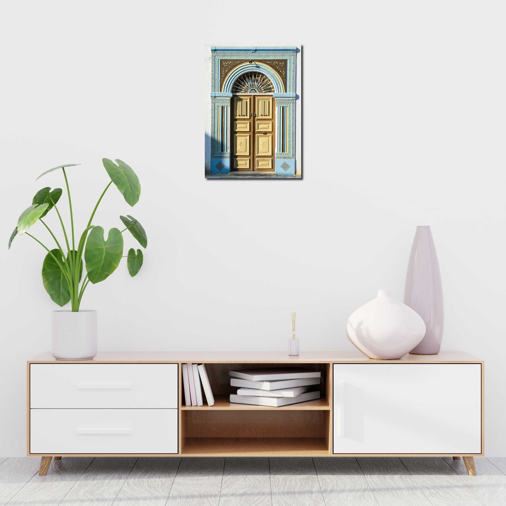 Canvas above sofa for size context