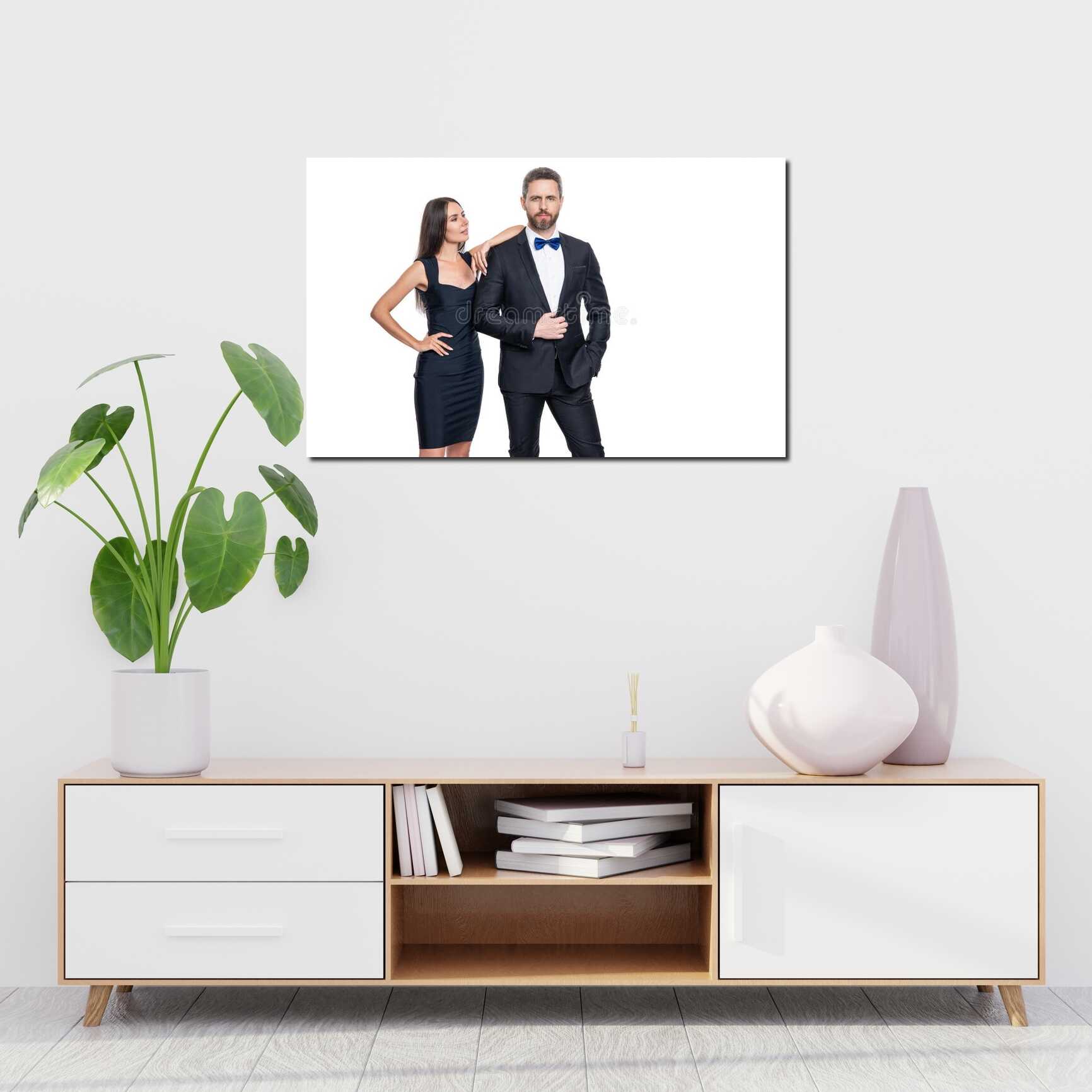 Canvas above sofa for size context