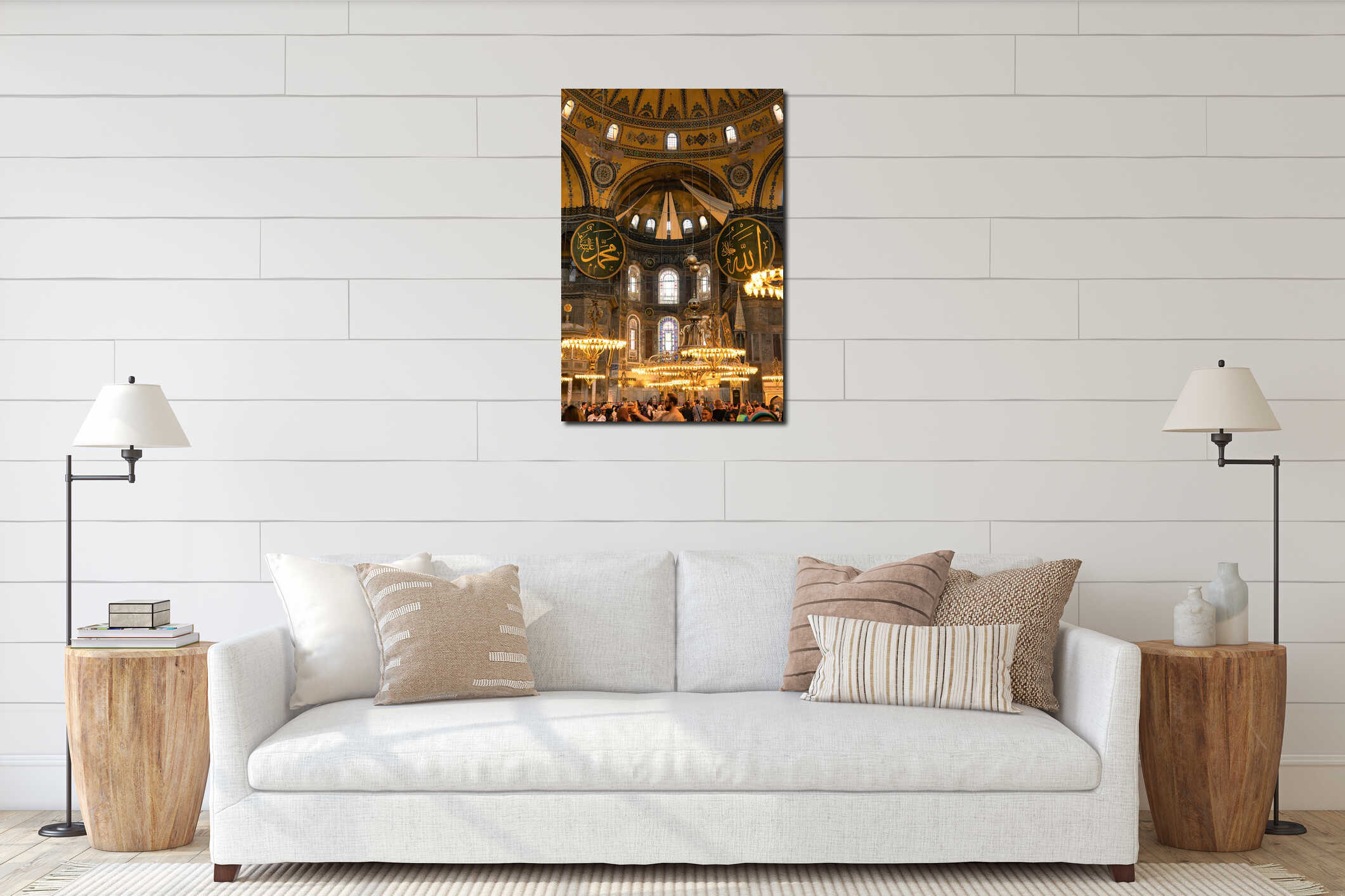 Ayasofya Camii or Hagia Sophia vertical photo. Ramadan or islamic concept interior mockup
