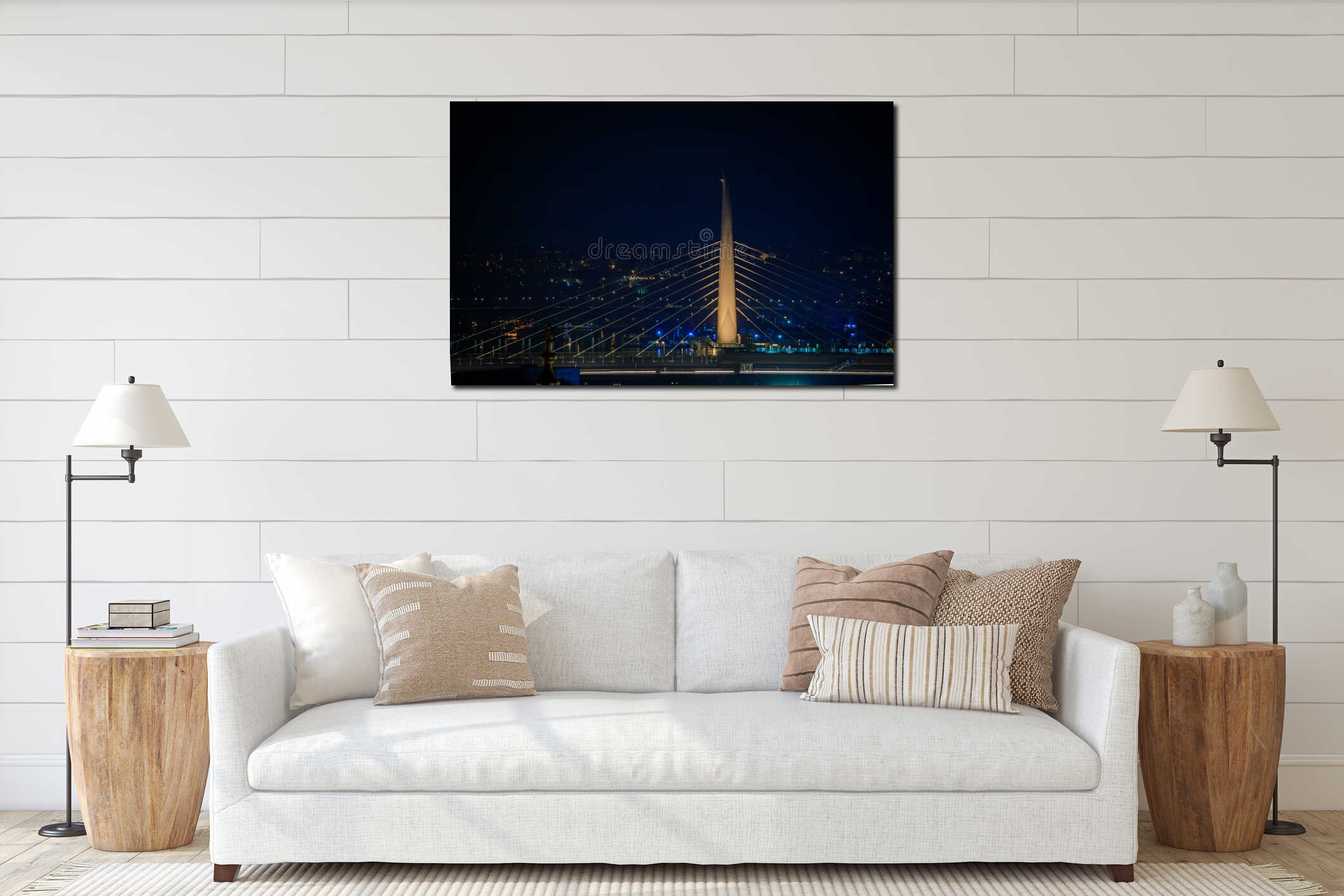 Panoramic cityscape with the Golden Horn Bridge after sunset in Istanbul Turkey interior mockup