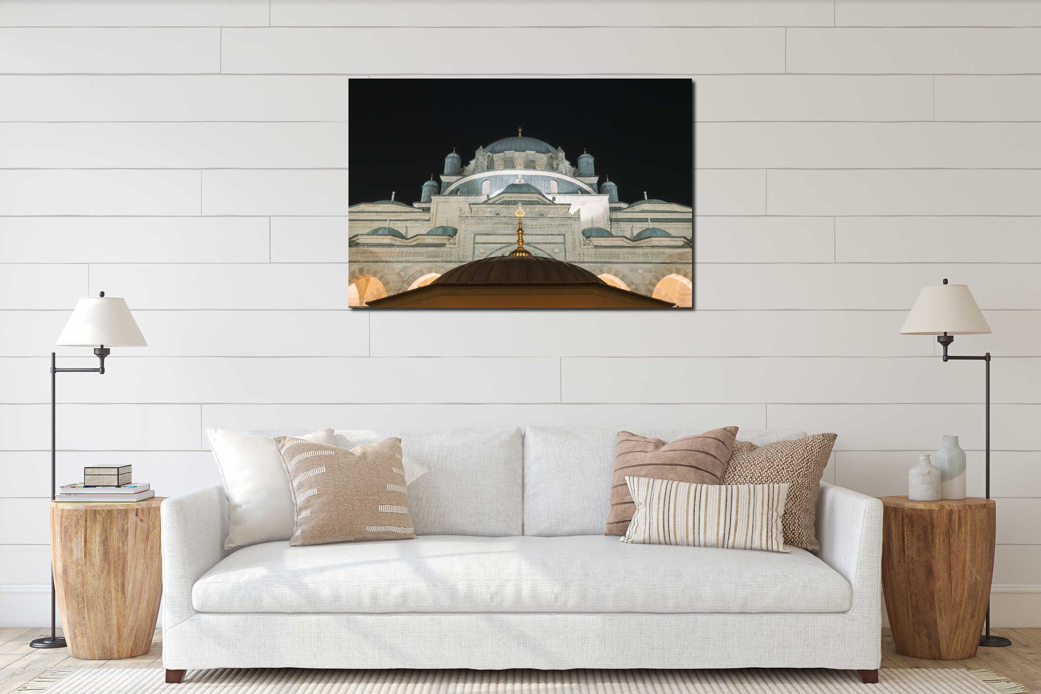 Architectural details of Bayezid or Beyazit Mosque. Ramadan or islamic concept interior mockup