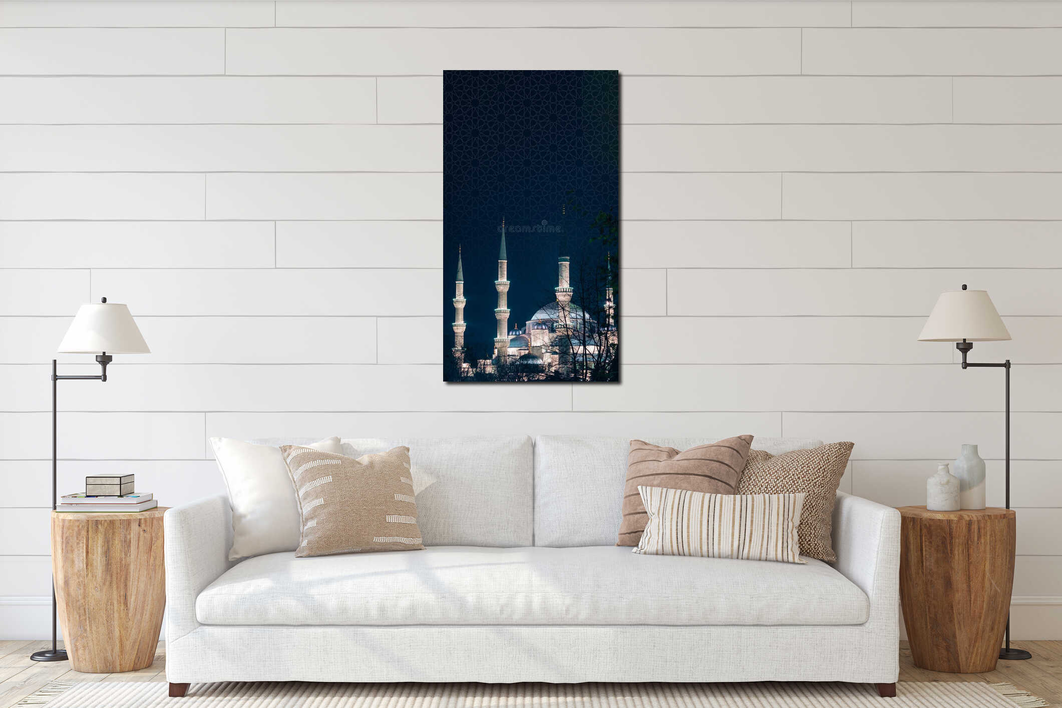 Sultanahmet Camii or Blue Mosque vertical image. Ramadan or islamic concept interior mockup
