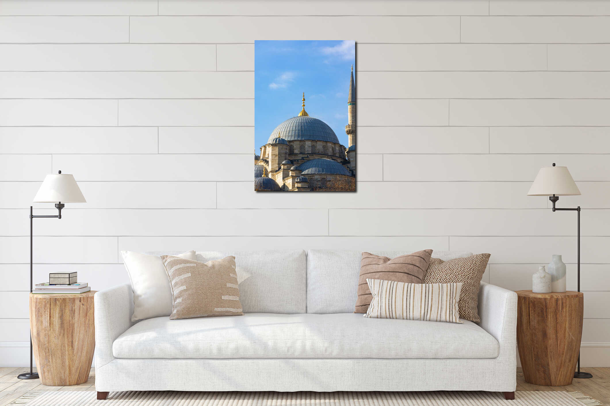 Islamic background photo. Architectural details of Eminonu New Mosque interior mockup