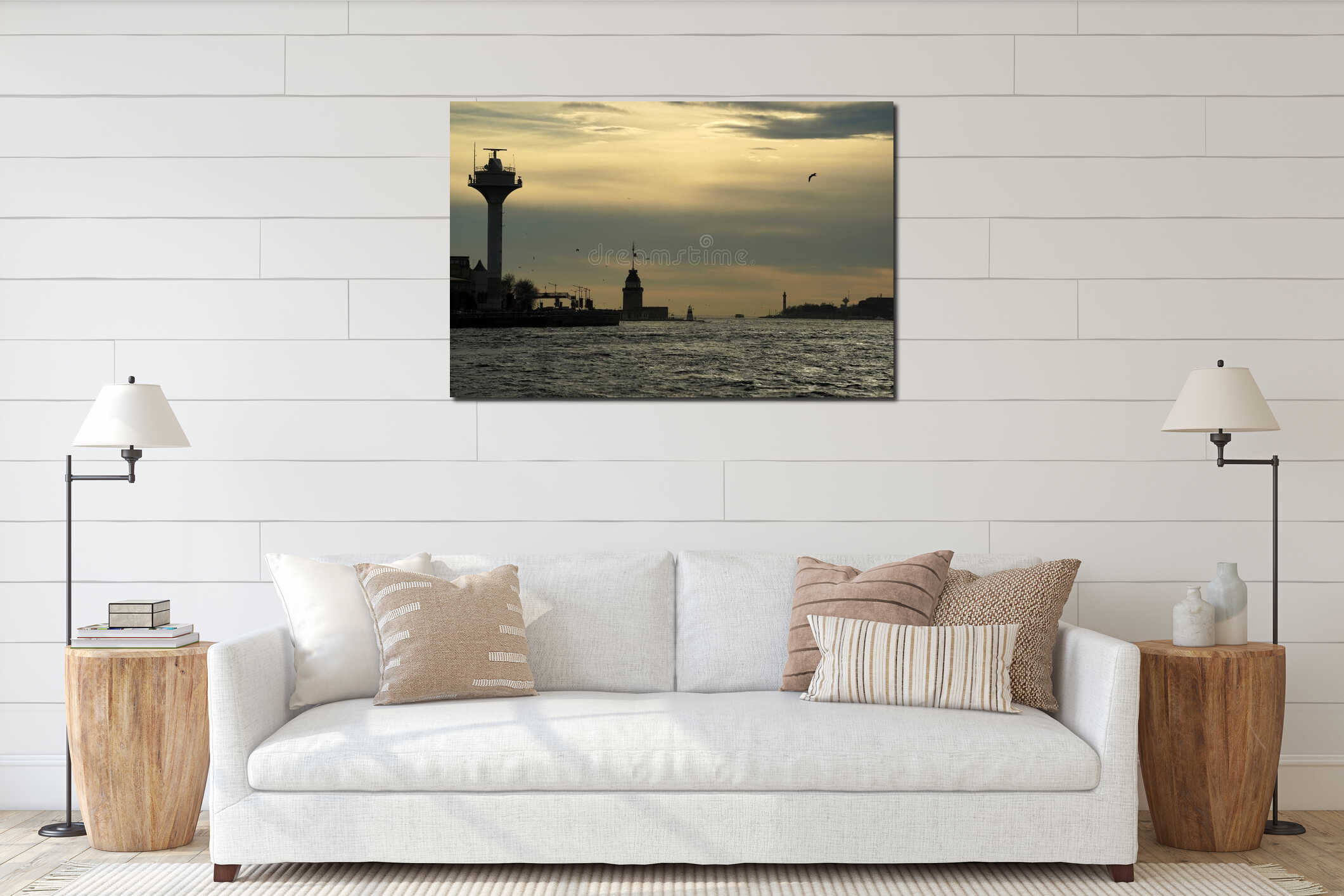 istanbul aerial cityscape at sunset from galata tower marmora sea lighthouse interior mockup