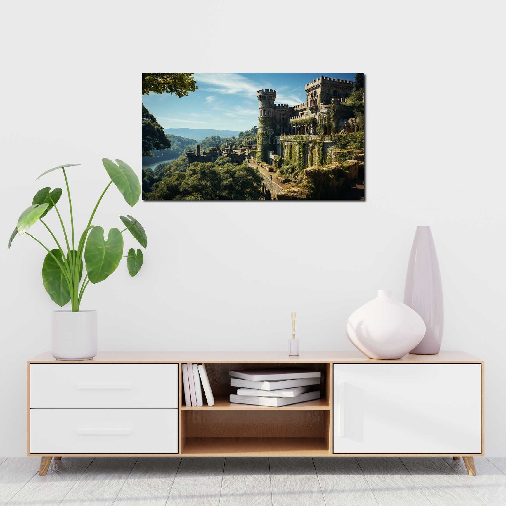 Canvas above sofa for size context