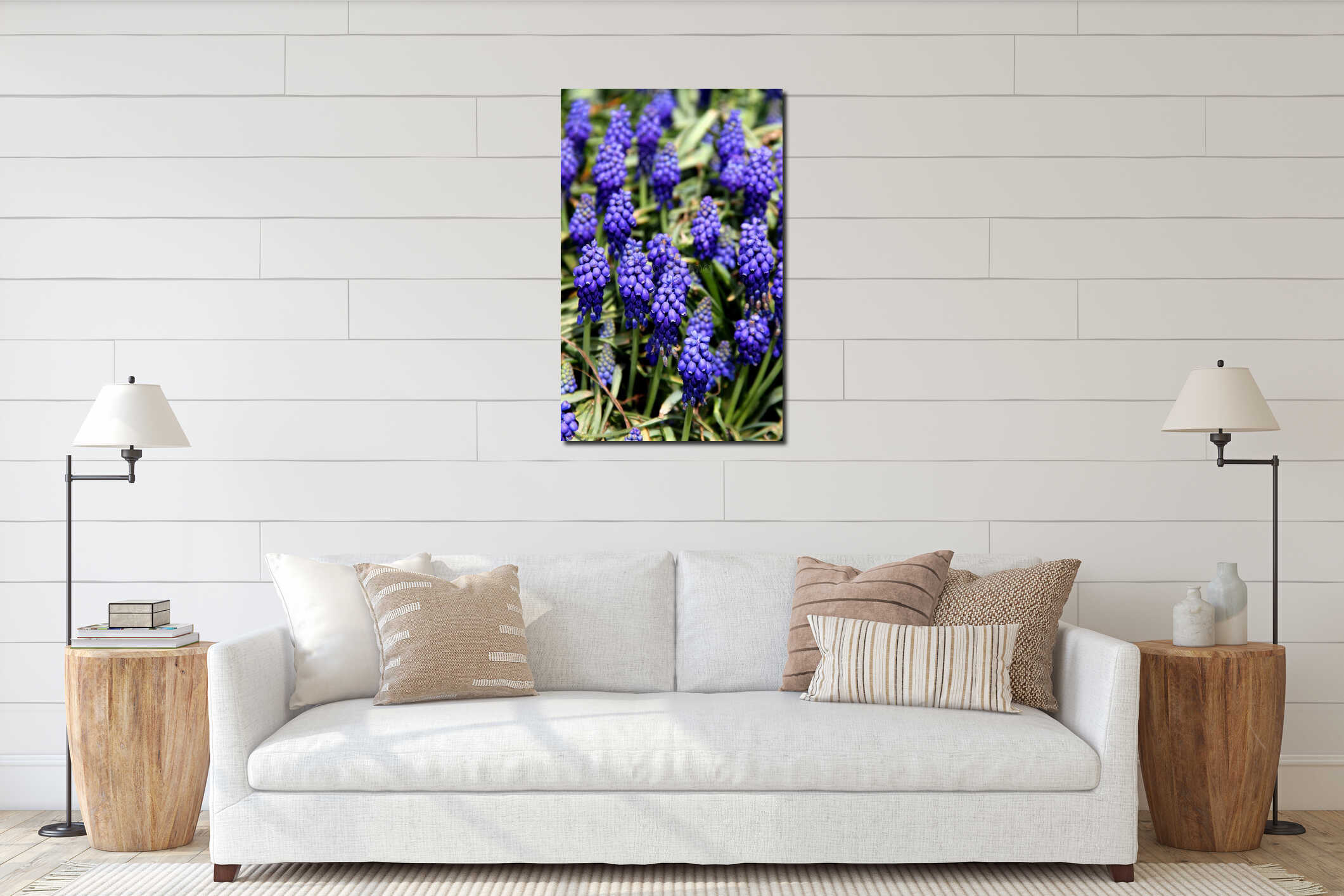 Photo of blue flowers close-up at Goztepe Park in Istanbul, Turkiye interior mockup