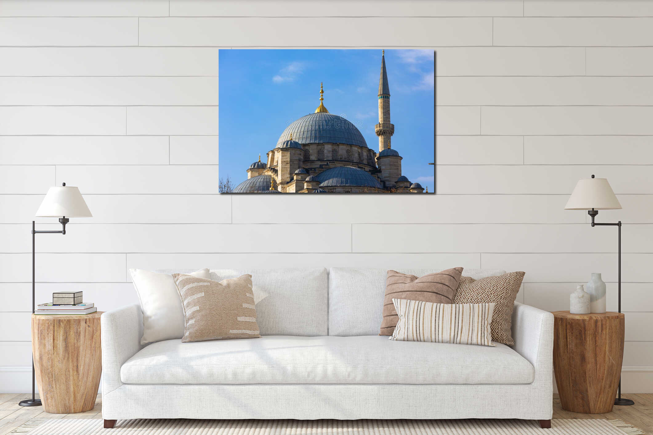 Ramadan or islamic concept photo. Eminonu Yeni Cami or New Mosque interior mockup
