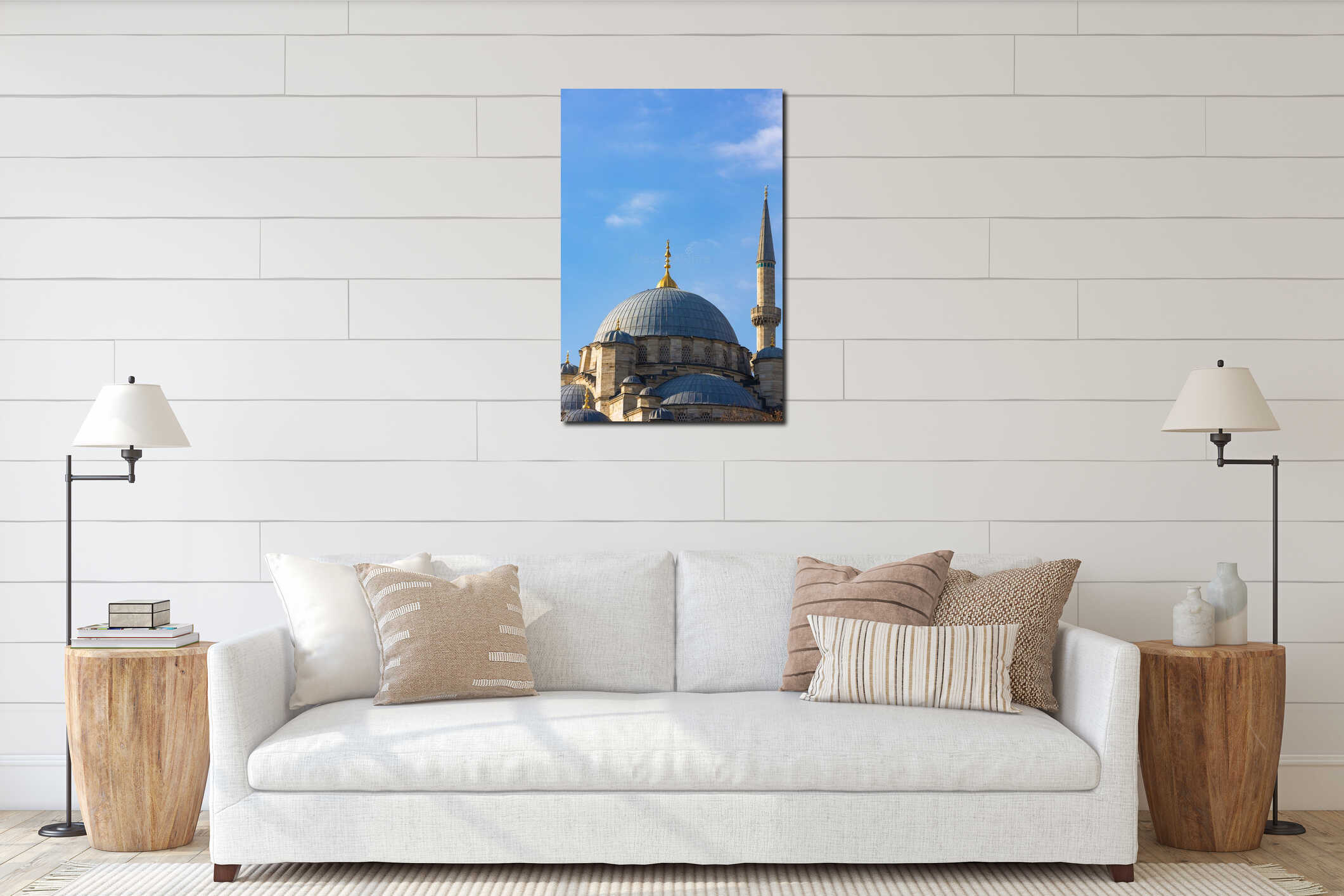 Architectural details of Eminonu New Mosque or Yeni Cami vertical photo interior mockup