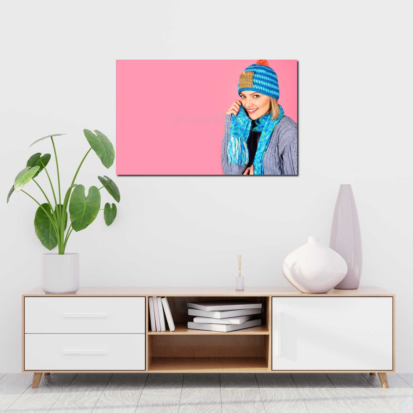 Canvas above sofa for size context