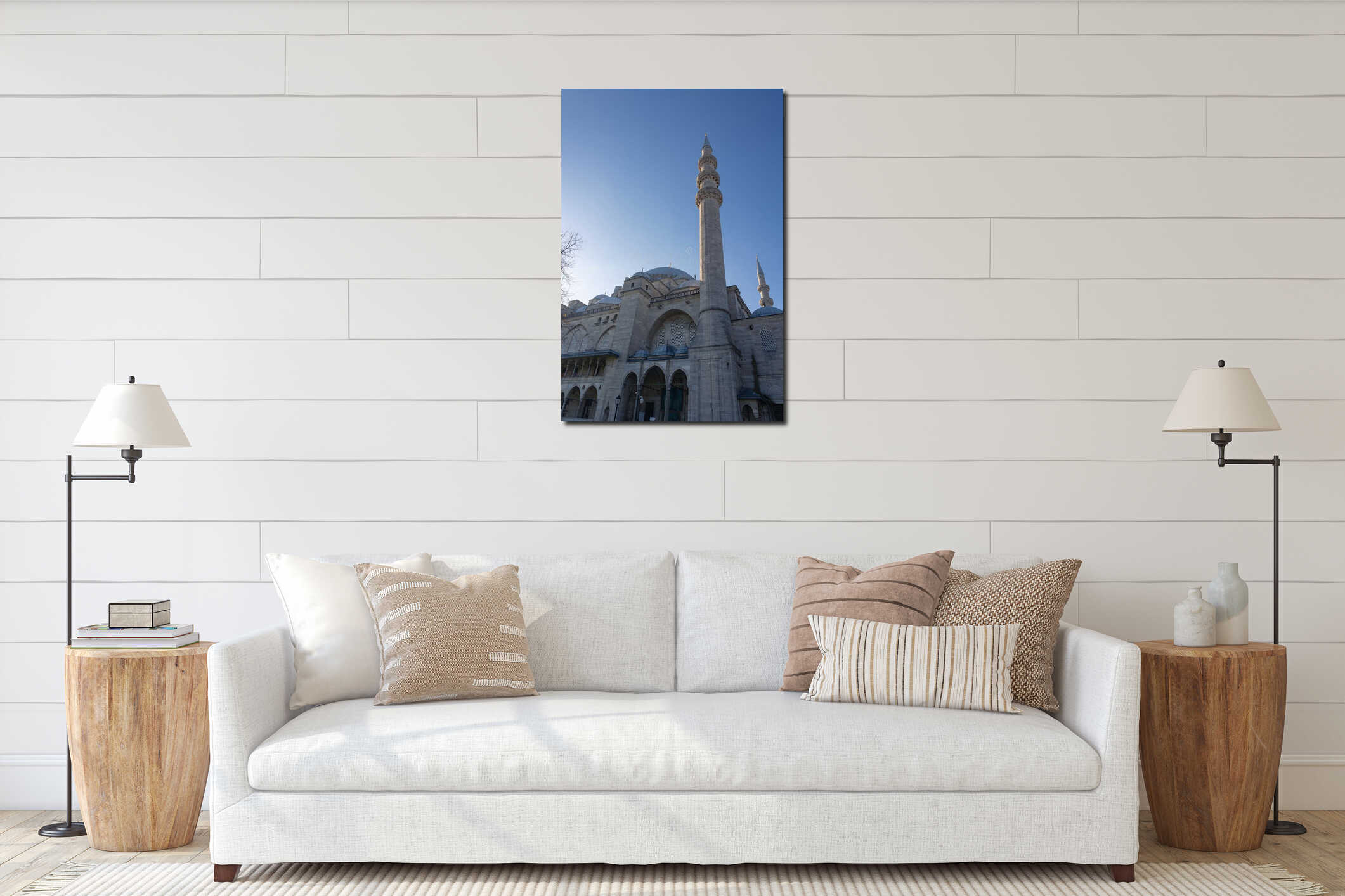 Suleymaniye Mosque view. Ramadan or islamic concept vertical photo interior mockup