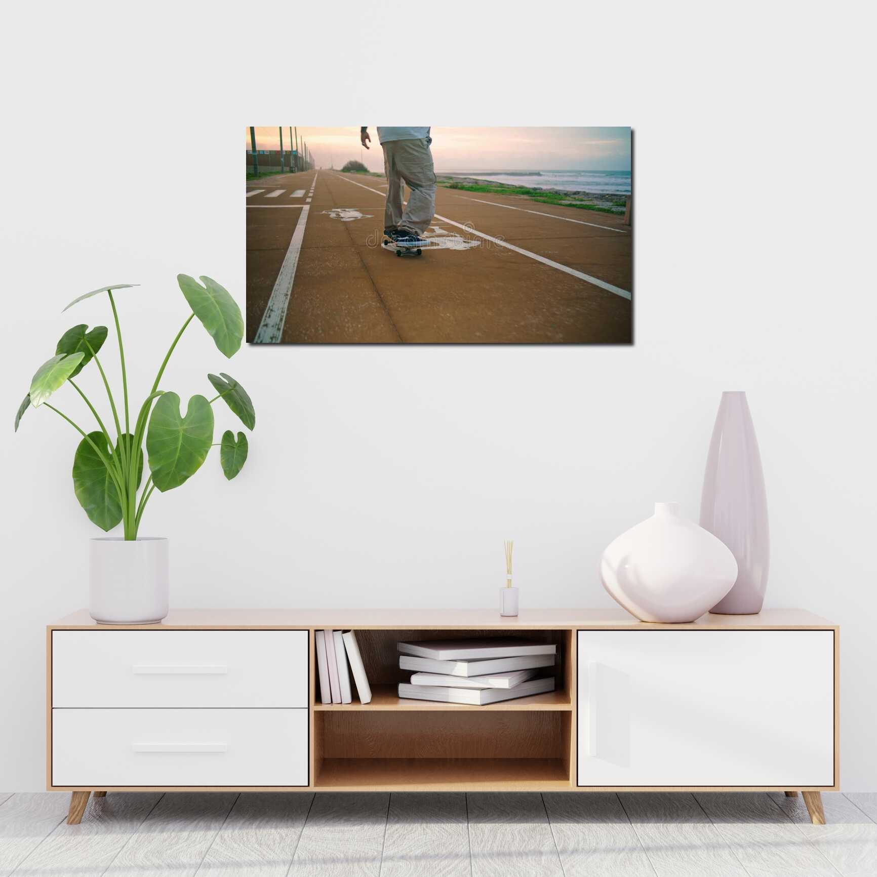 Canvas above sofa for size context