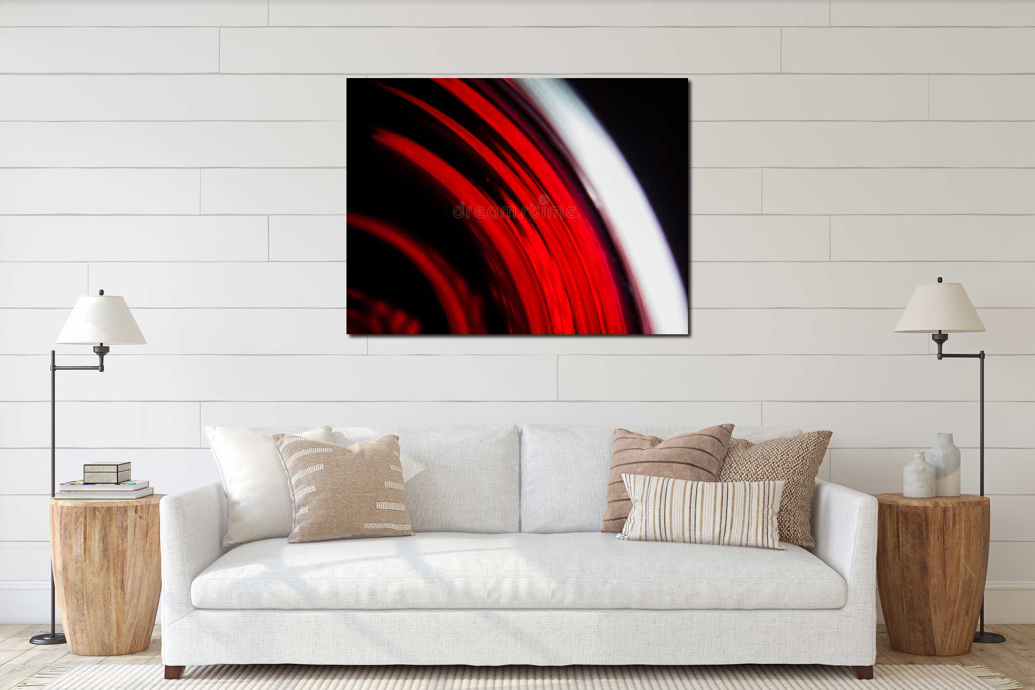 Artistic close-up of an illuminated red wine glass interior mockup