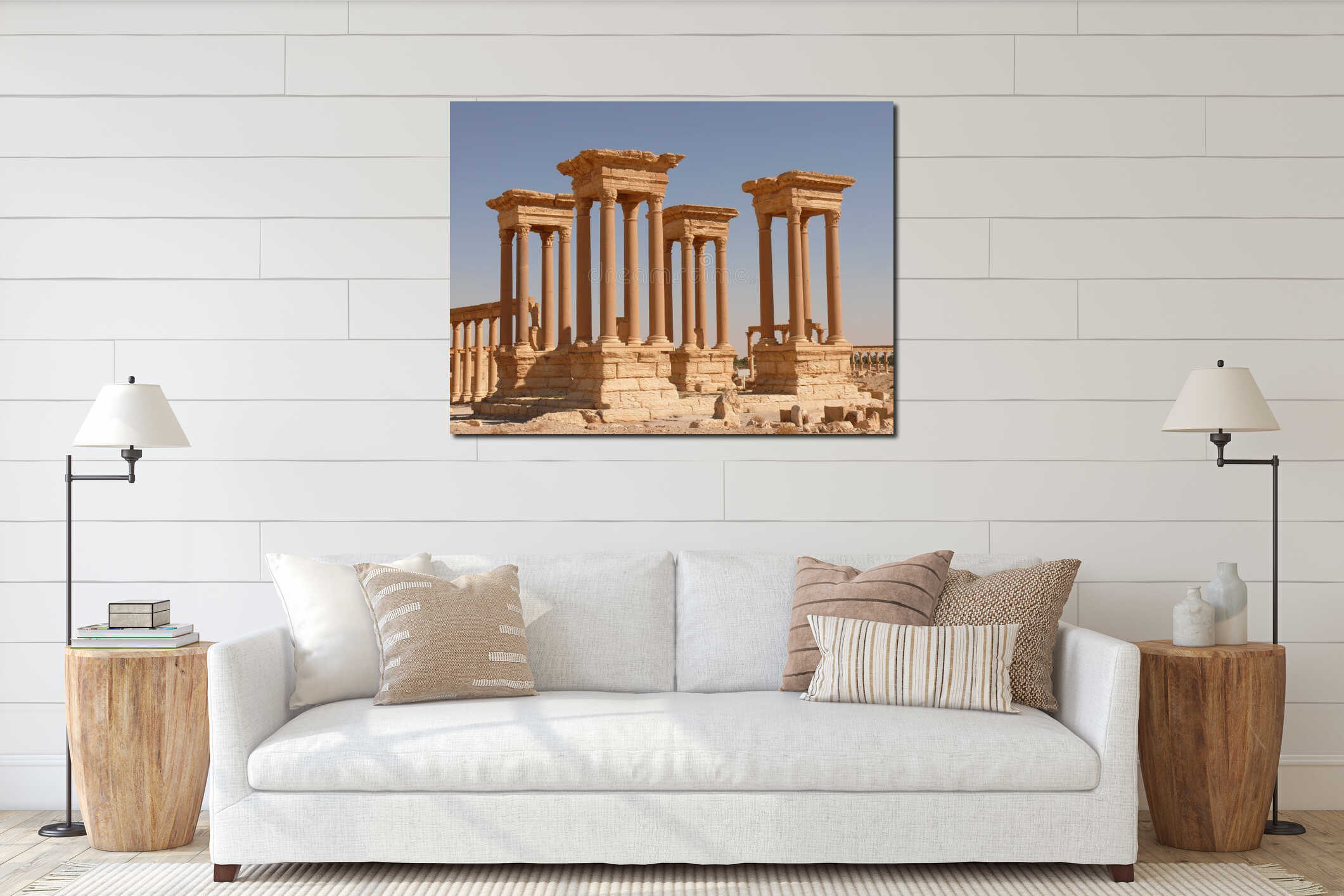 Ancient columns, Palmyra Syria interior mockup