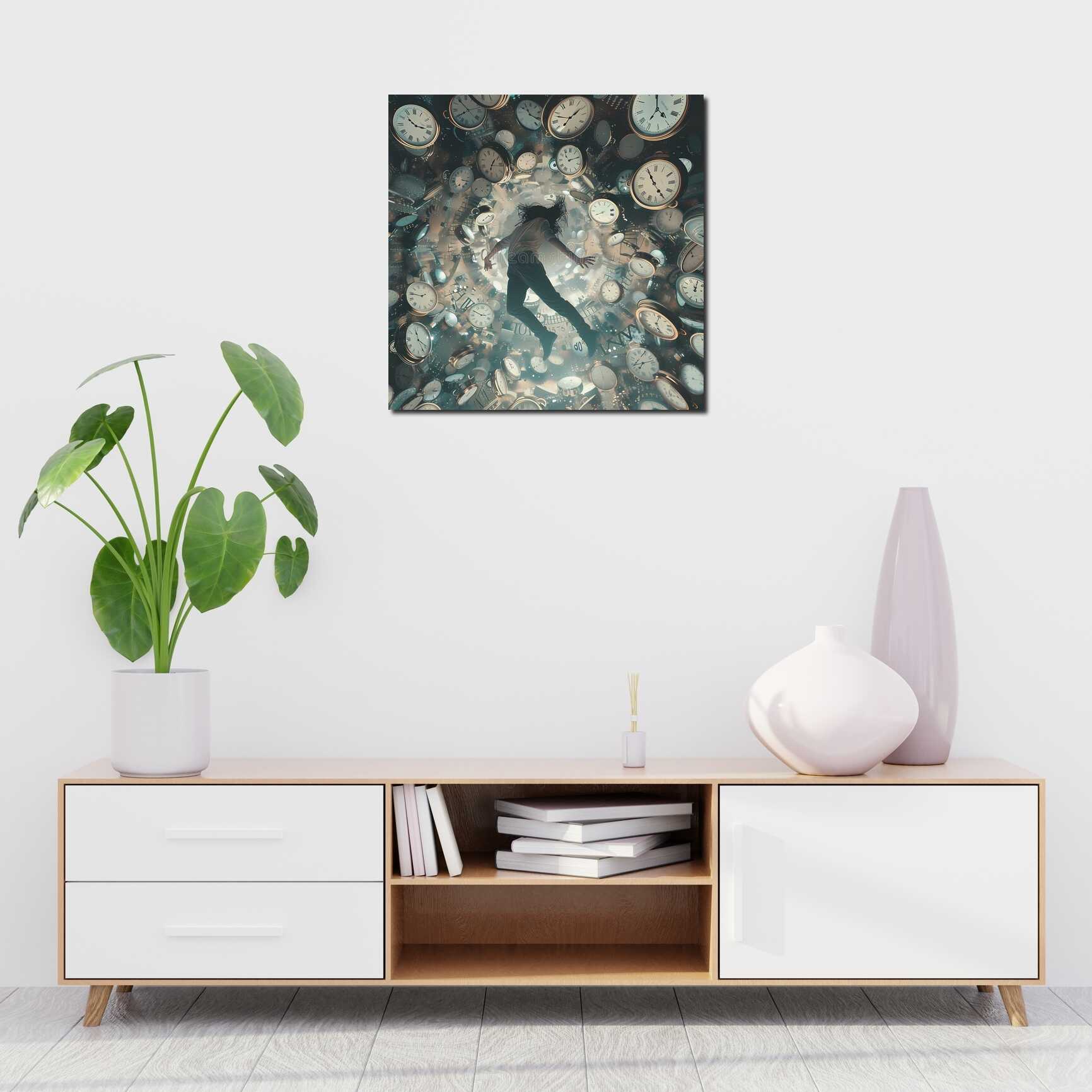 Canvas above sofa for size context