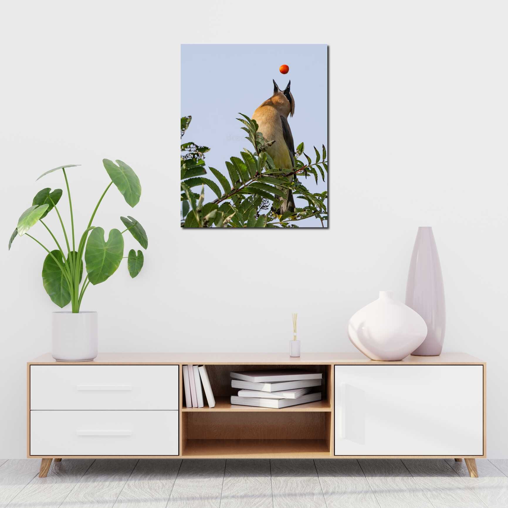 Canvas above sofa for size context