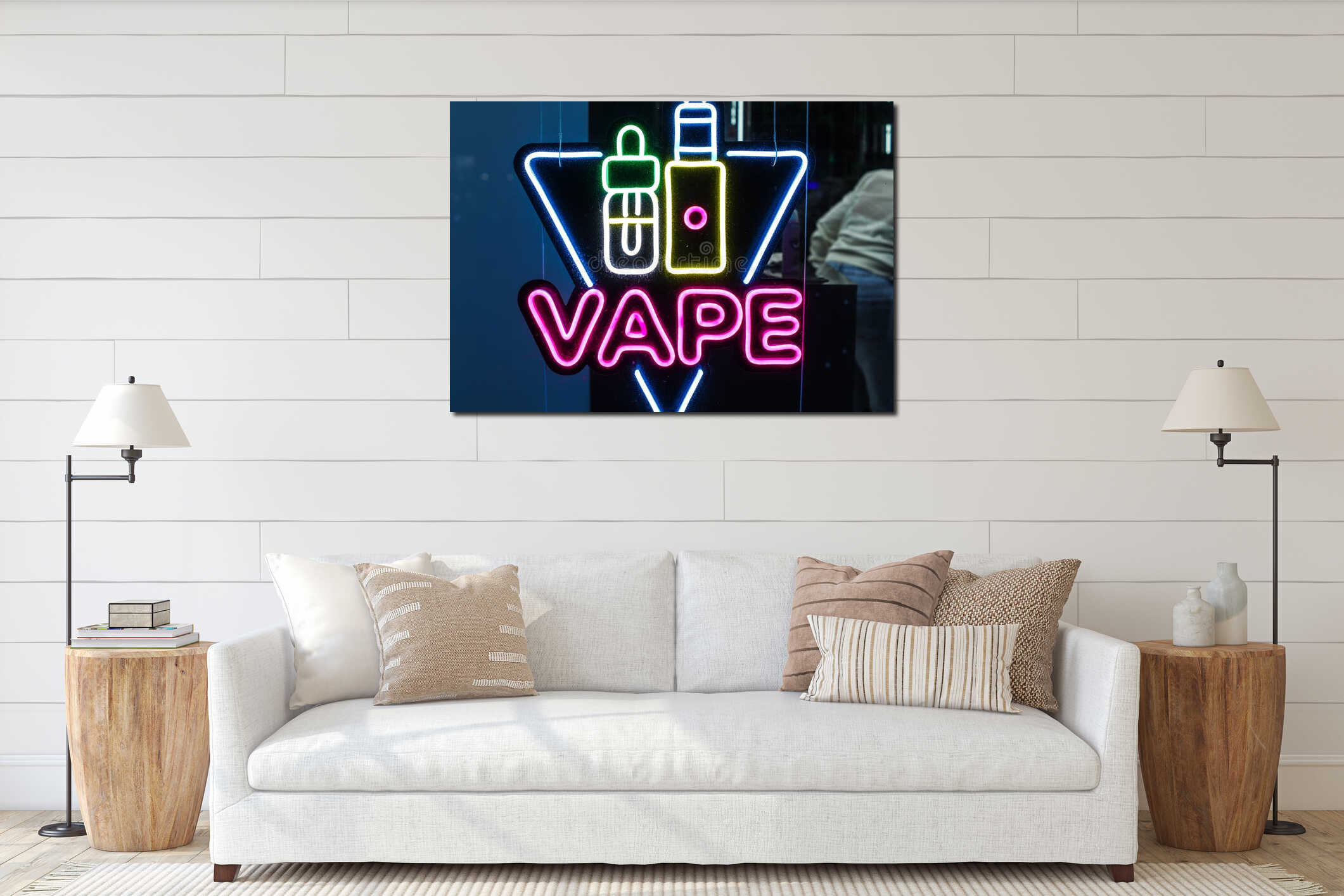 Russia, St. Petersburg - March 3, 2023: Vape inscription on the store window interior mockup