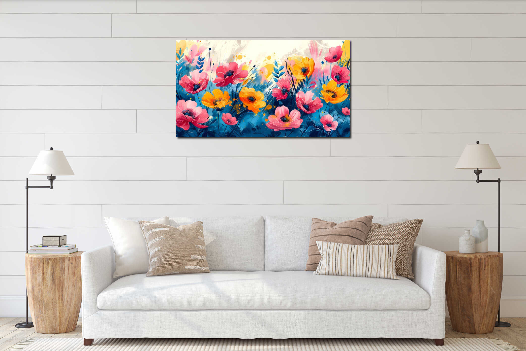Canvas hanging interior mockup
