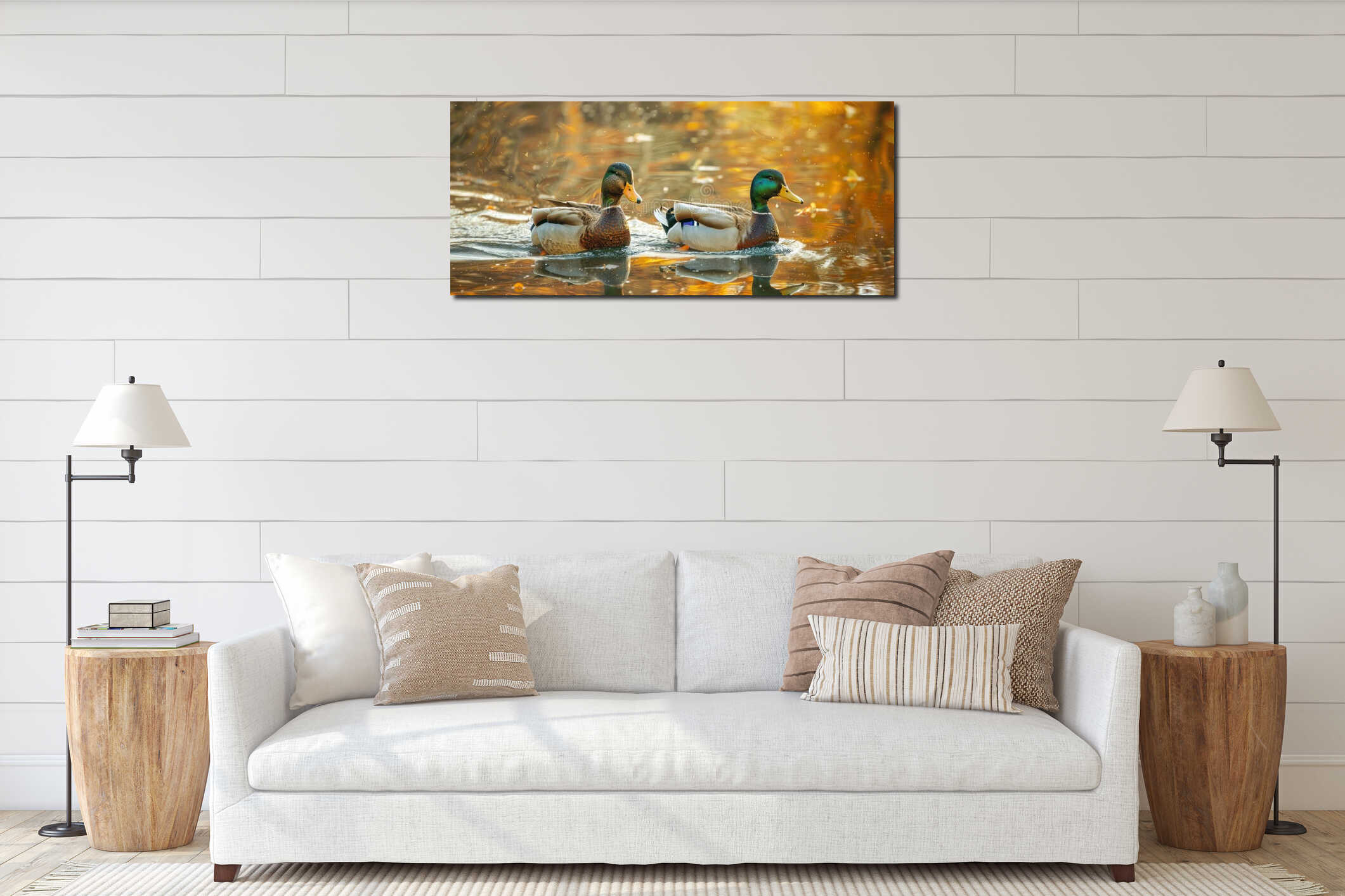 Two Ducks Swimming Gracefully interior mockup