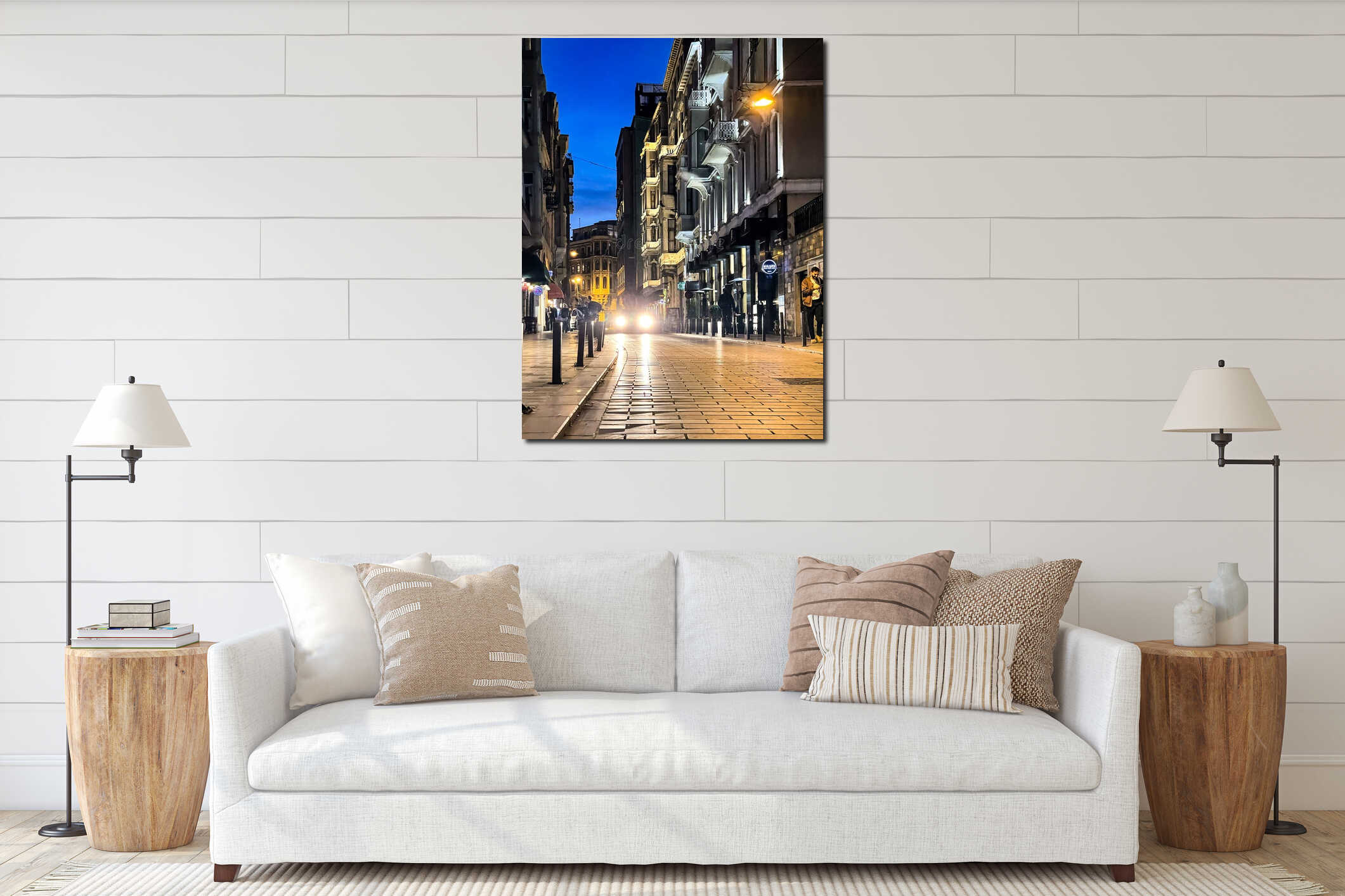 Night scene in beyoglu, the most populated and vibrant part of Istanbul, Turkiye interior mockup