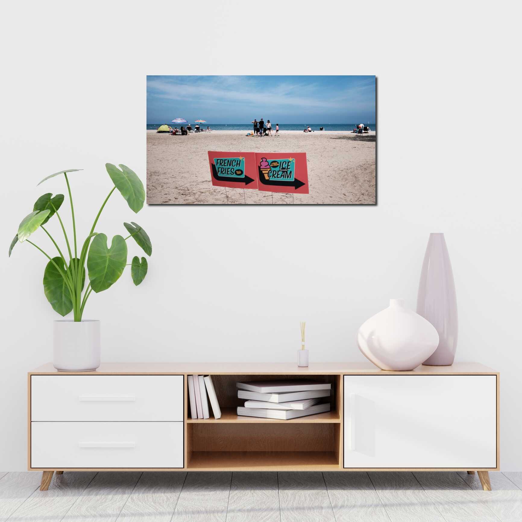 Canvas above sofa for size context