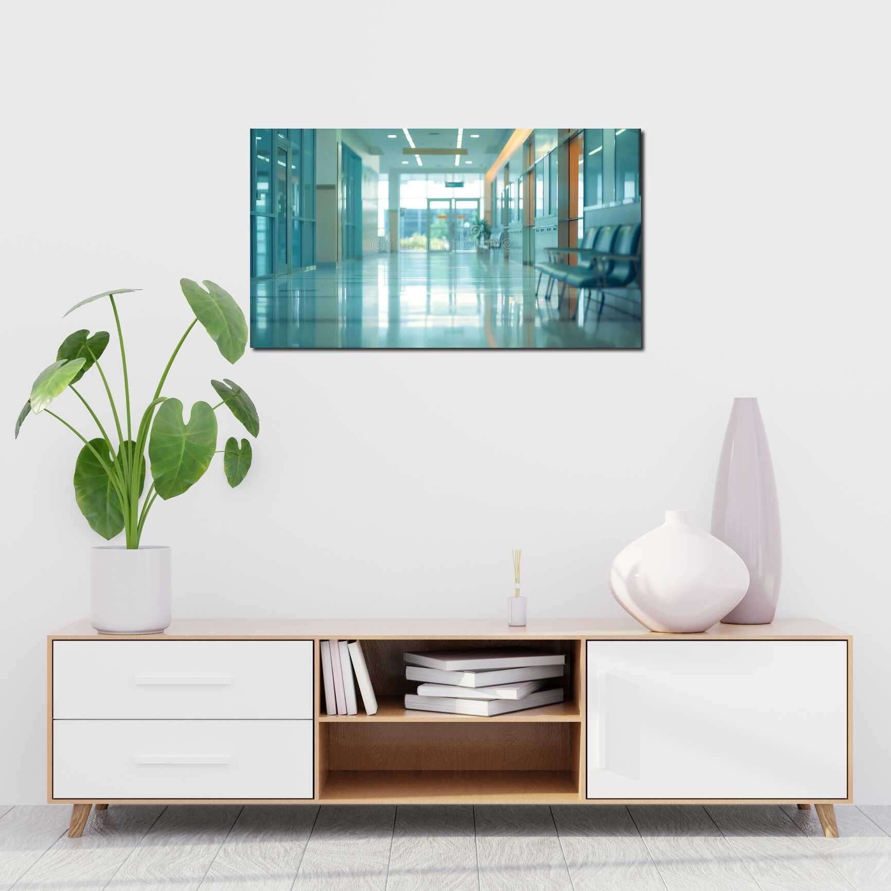 Canvas above sofa for size context