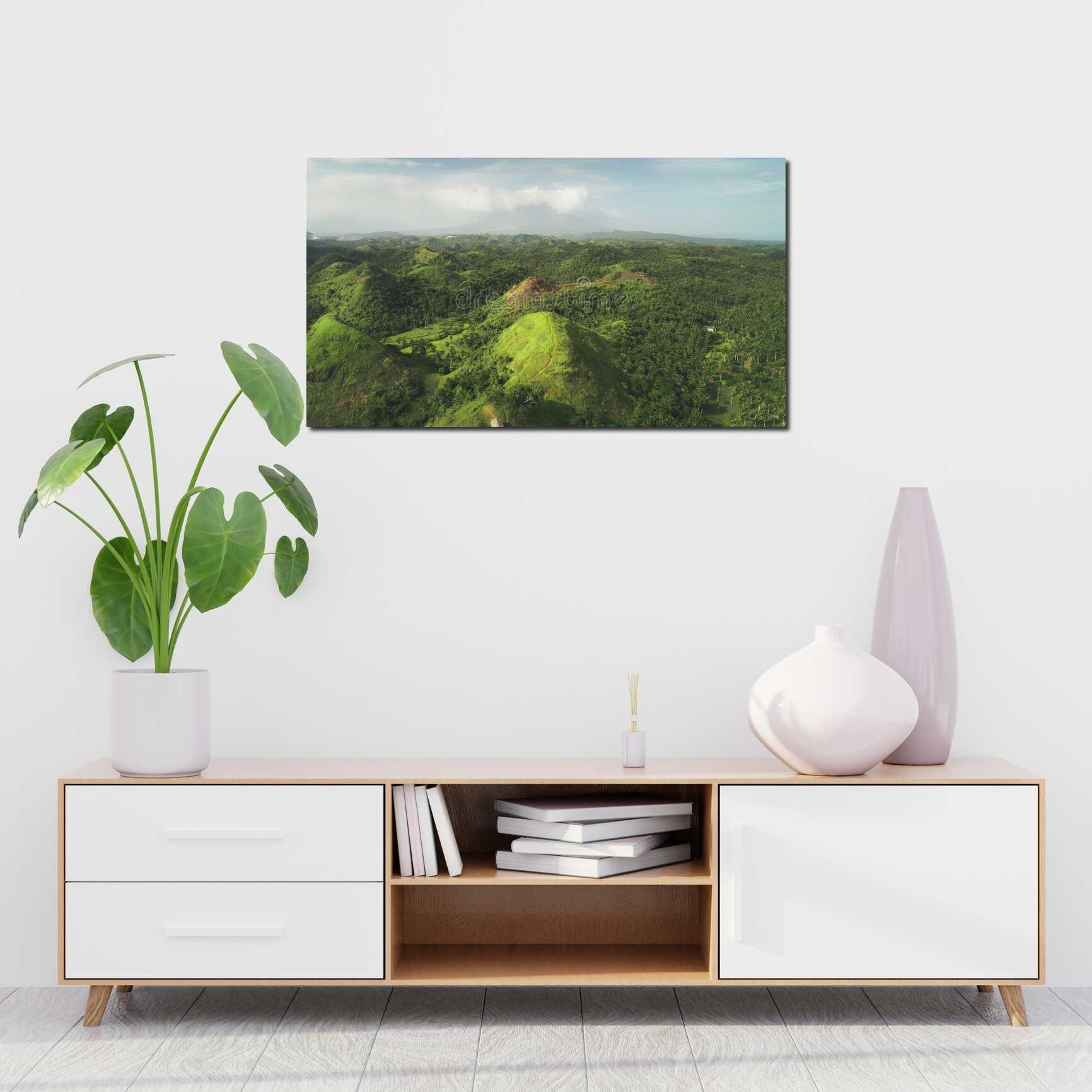 Canvas above sofa for size context