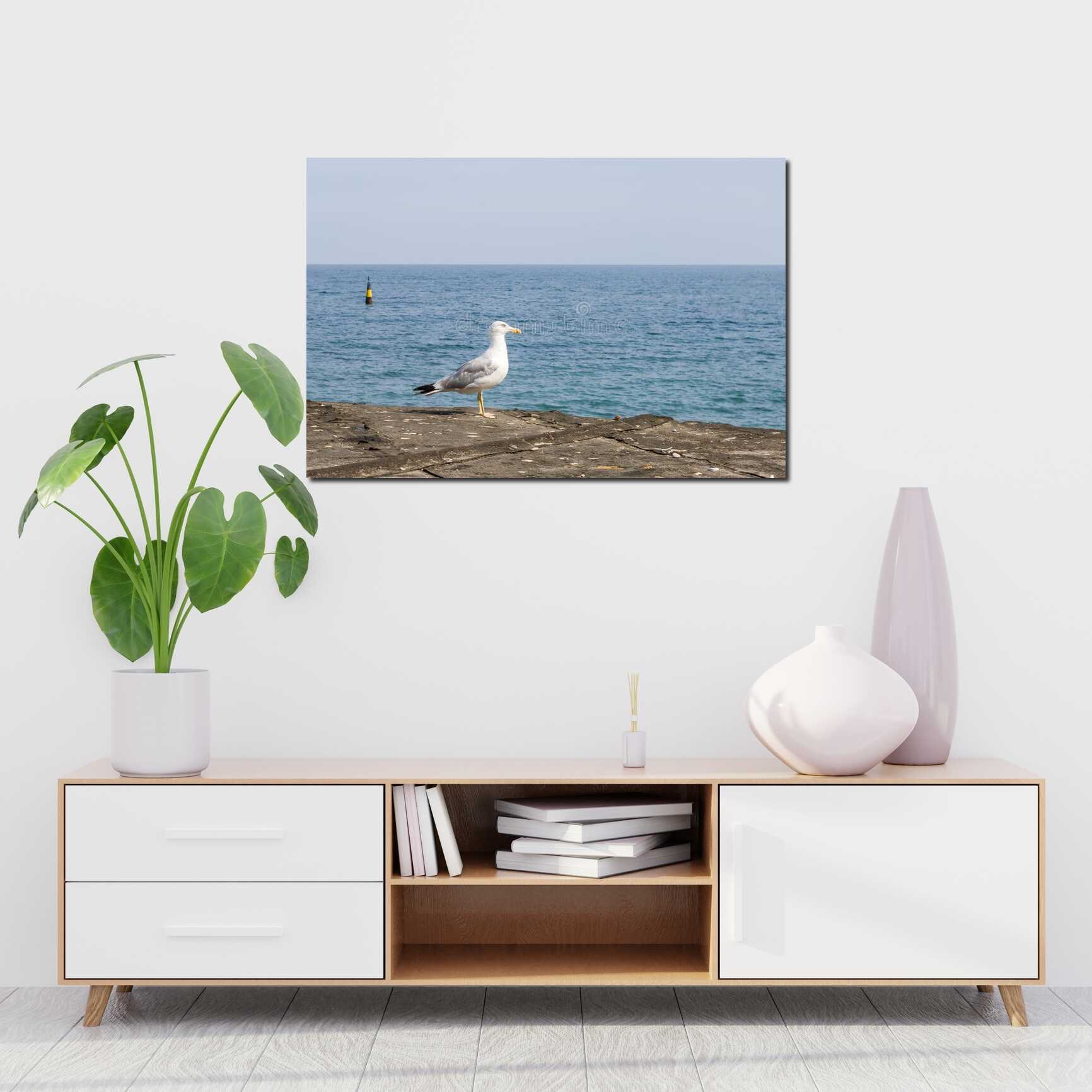 Canvas above sofa for size context